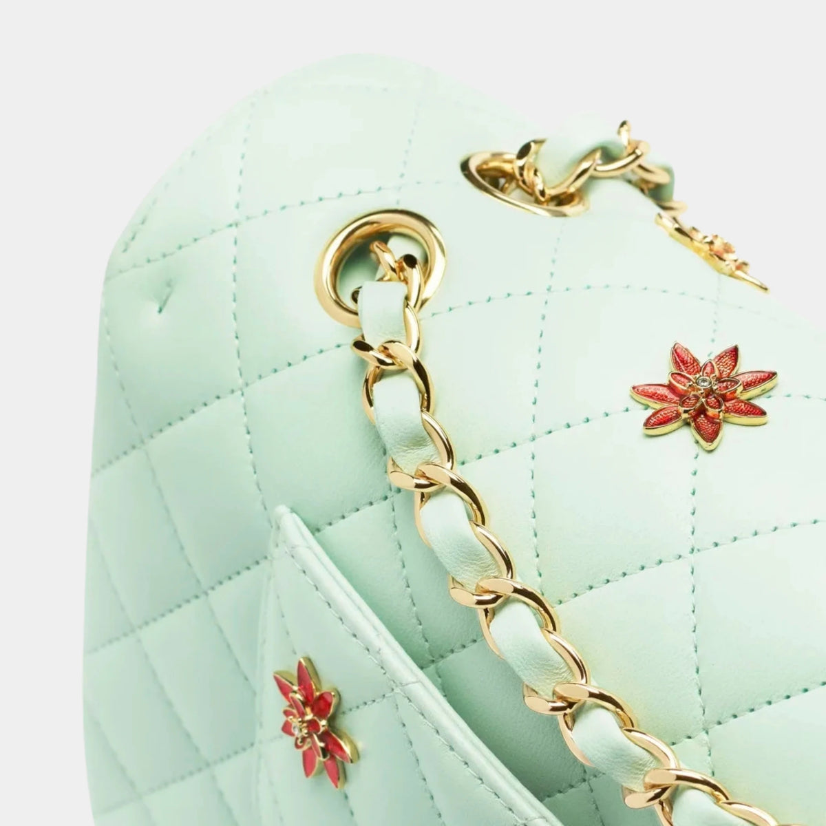 Chanel Classic bag 11.12 Lamb Enamel & Gilded Metal Green & orange