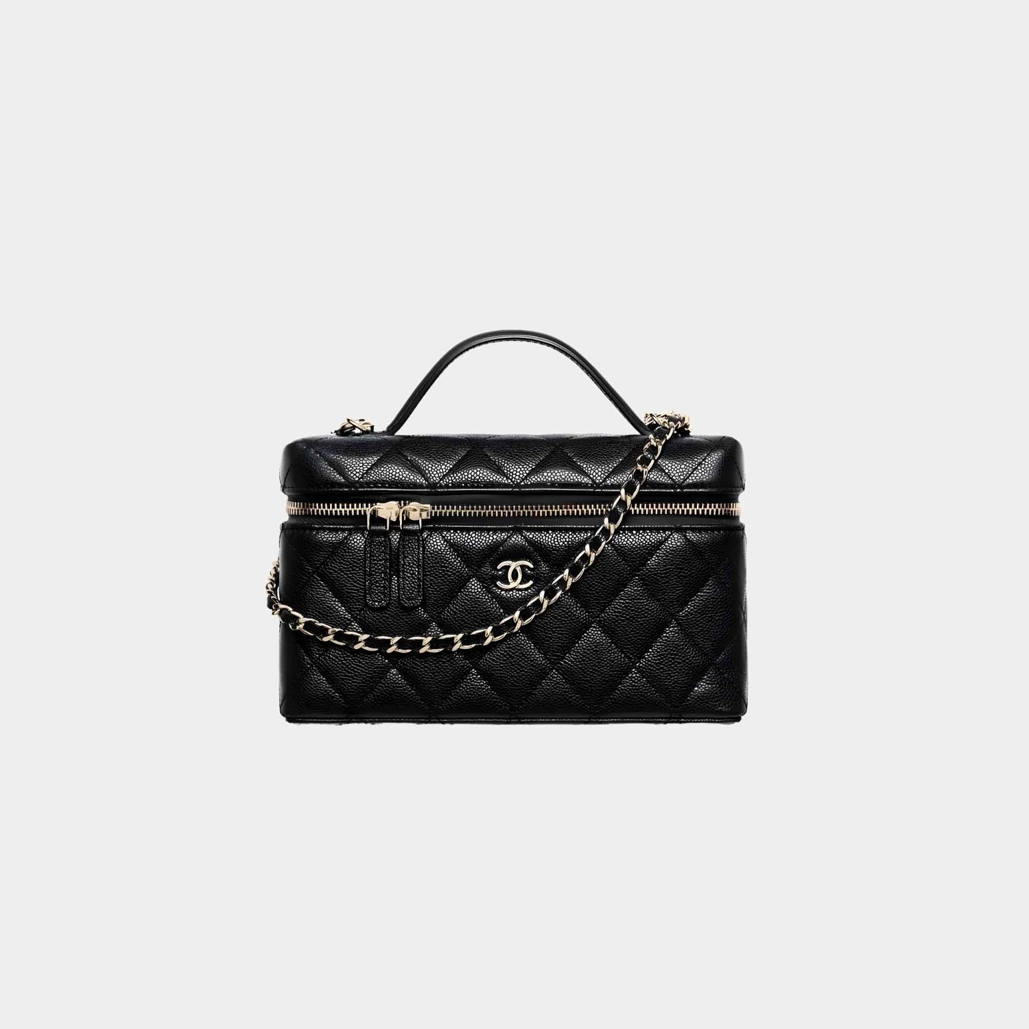Chanel Classic Vanity with Chain in Grained Shiny Calfskin, Black
