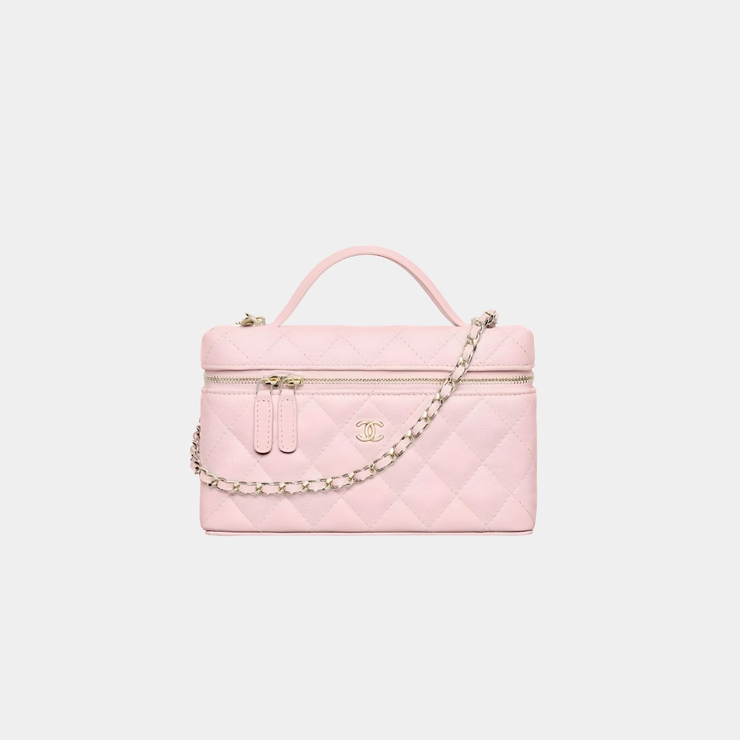 Chanel Classic Vanity with Chain in Grained Shiny Calfskin, Light Pink