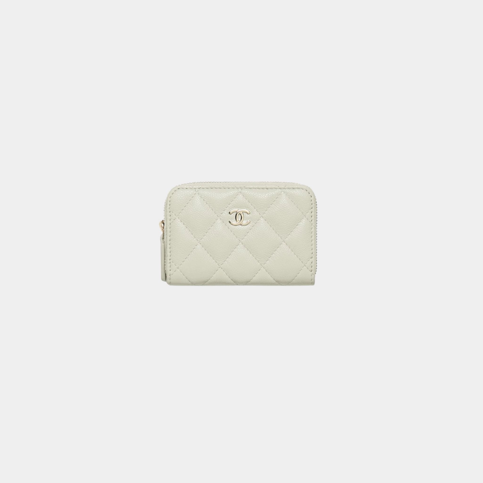 Classic Zipped Coin Purse Grained Calfskin & Metal