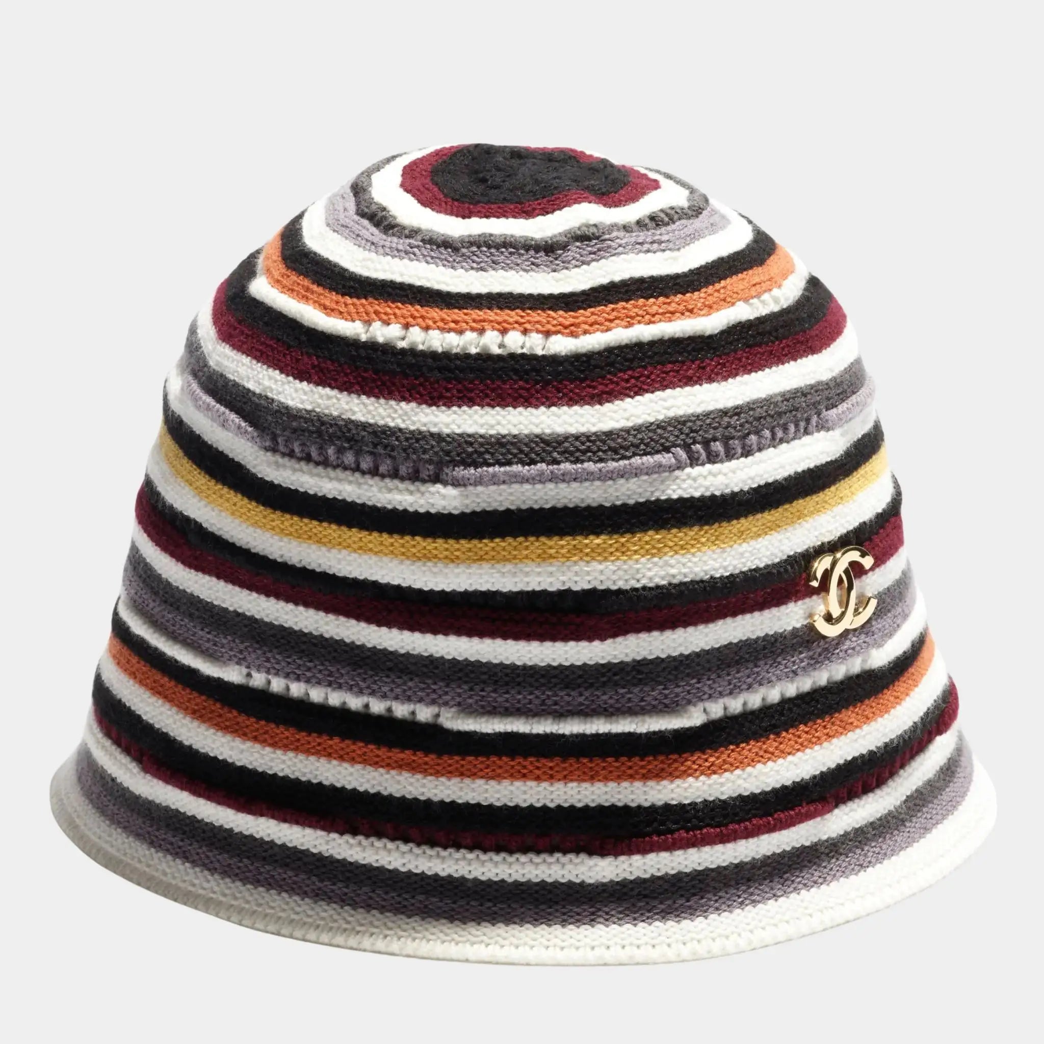 Cloche Hat Cotton Mixed Fibers & Metal Multicolor & Gold