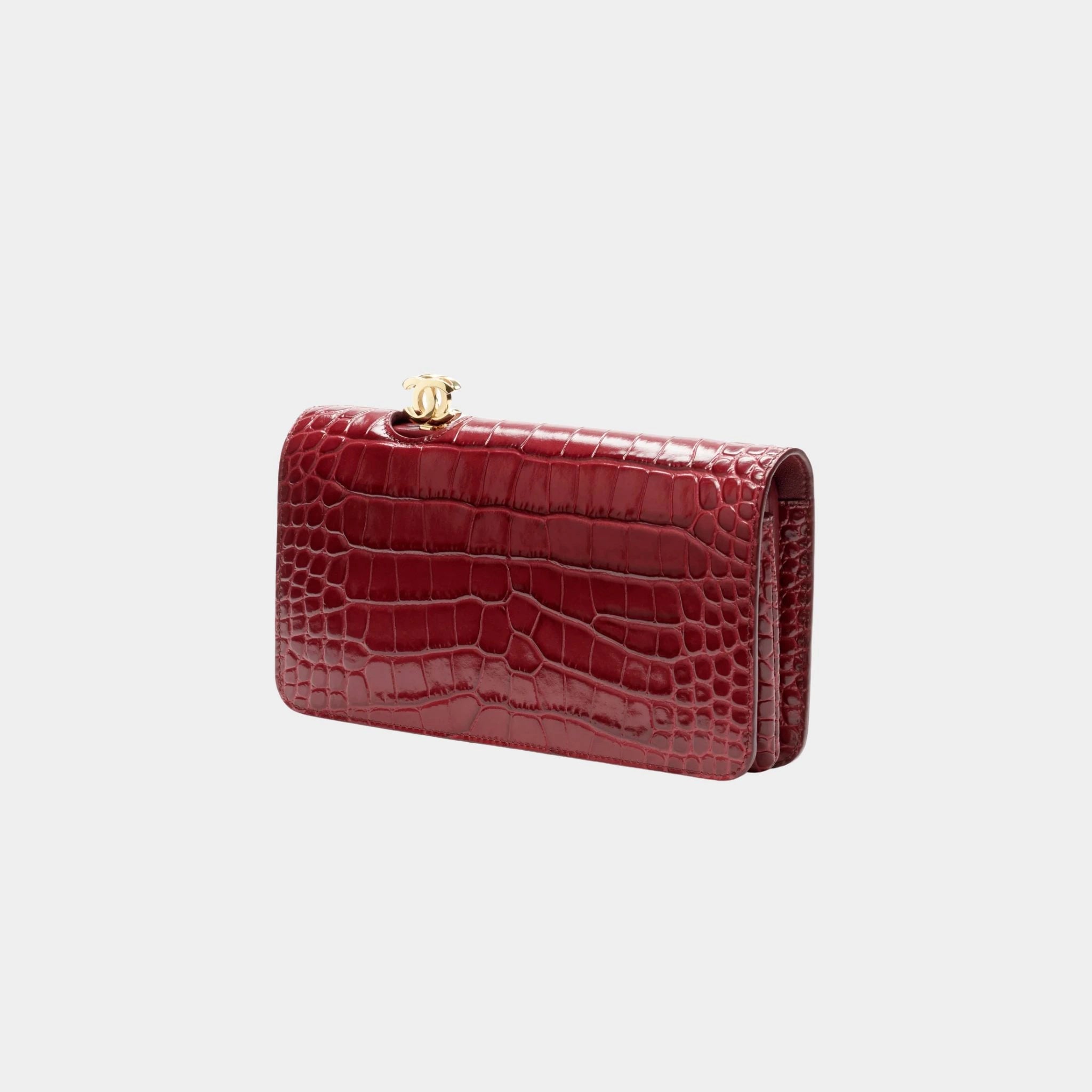 Chanel Clutch Bag Crocodile-Embossed Calfskin & Gold-Tone Metal