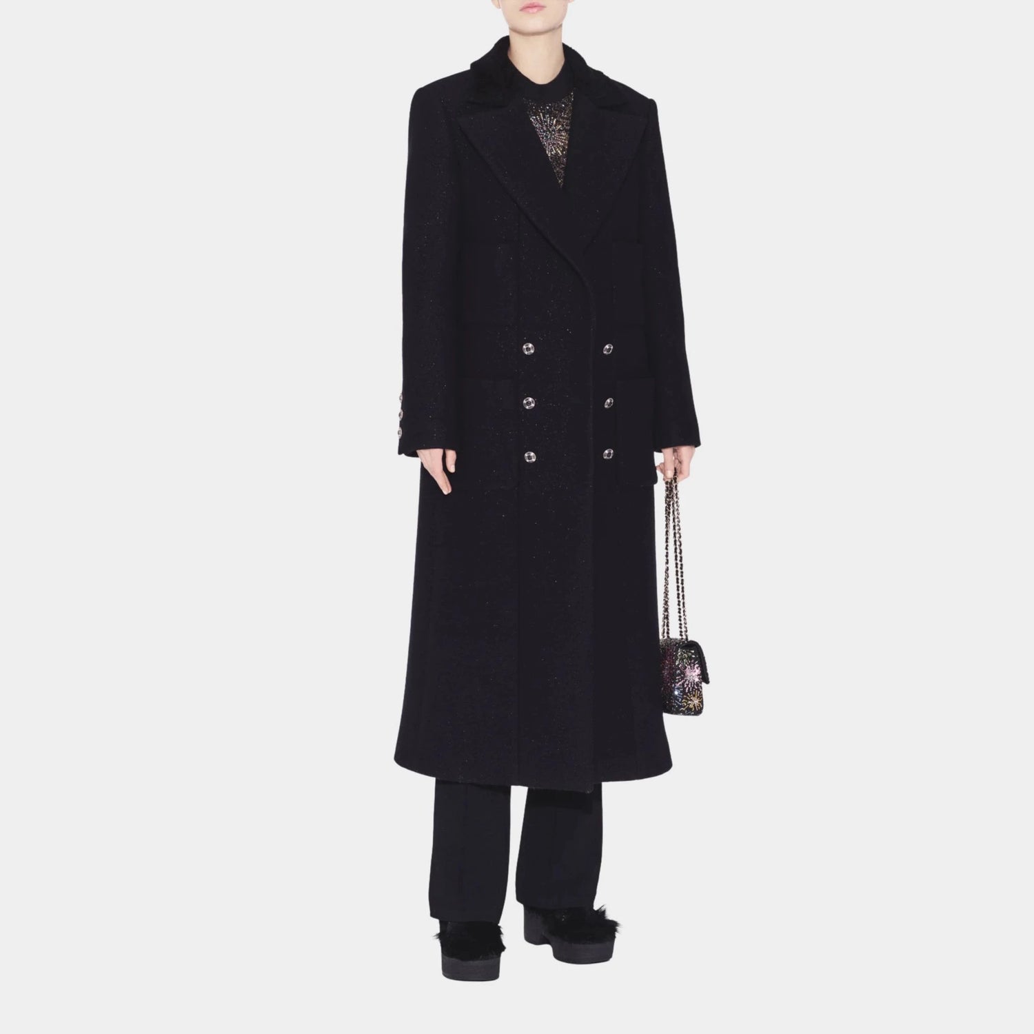 Chanel Coat Cashmere & Wool Black