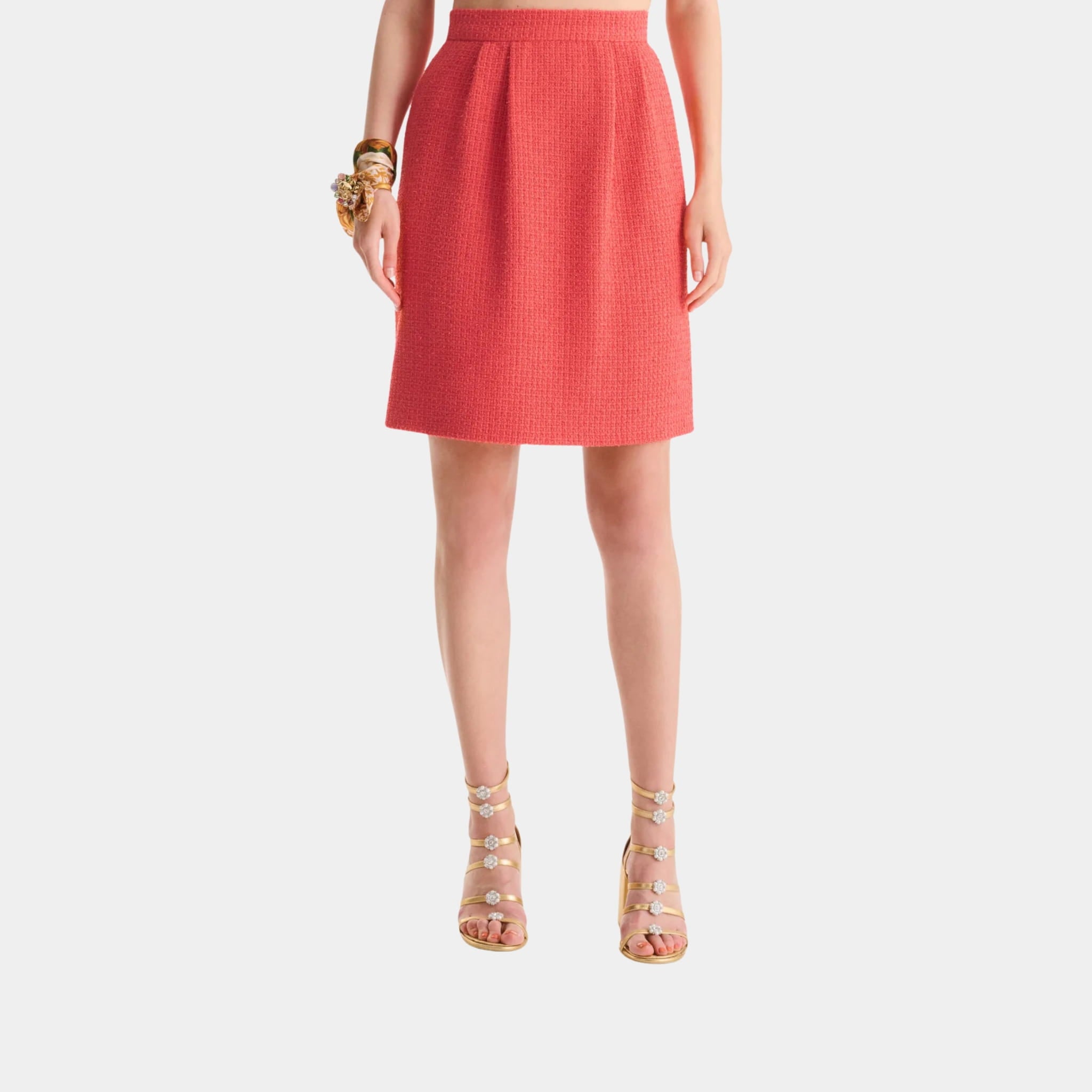 Chanel Dark Orange Skirt in Cotton Tweed, Front