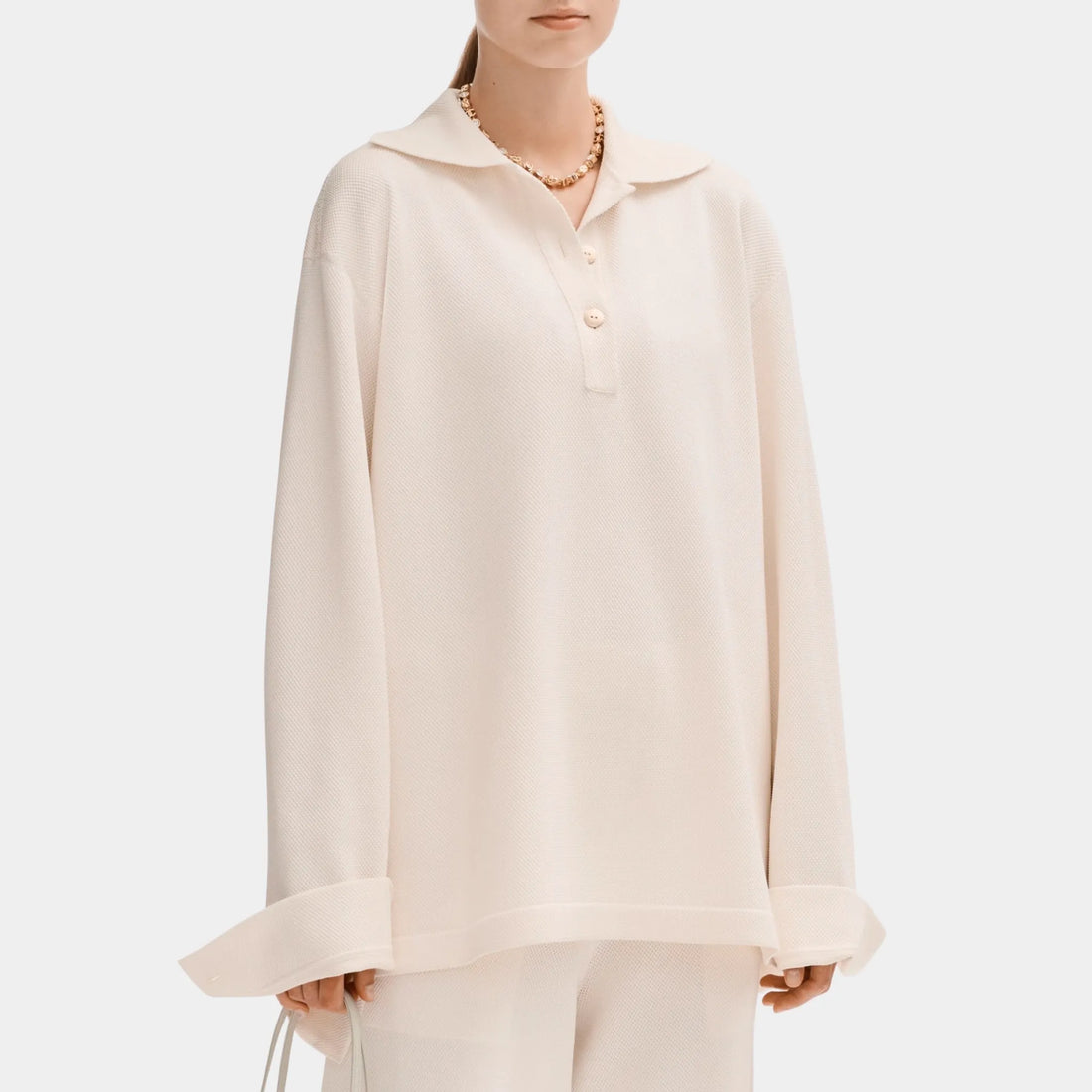 Chanel Ecru Polo in Silk and Cotton, Front
