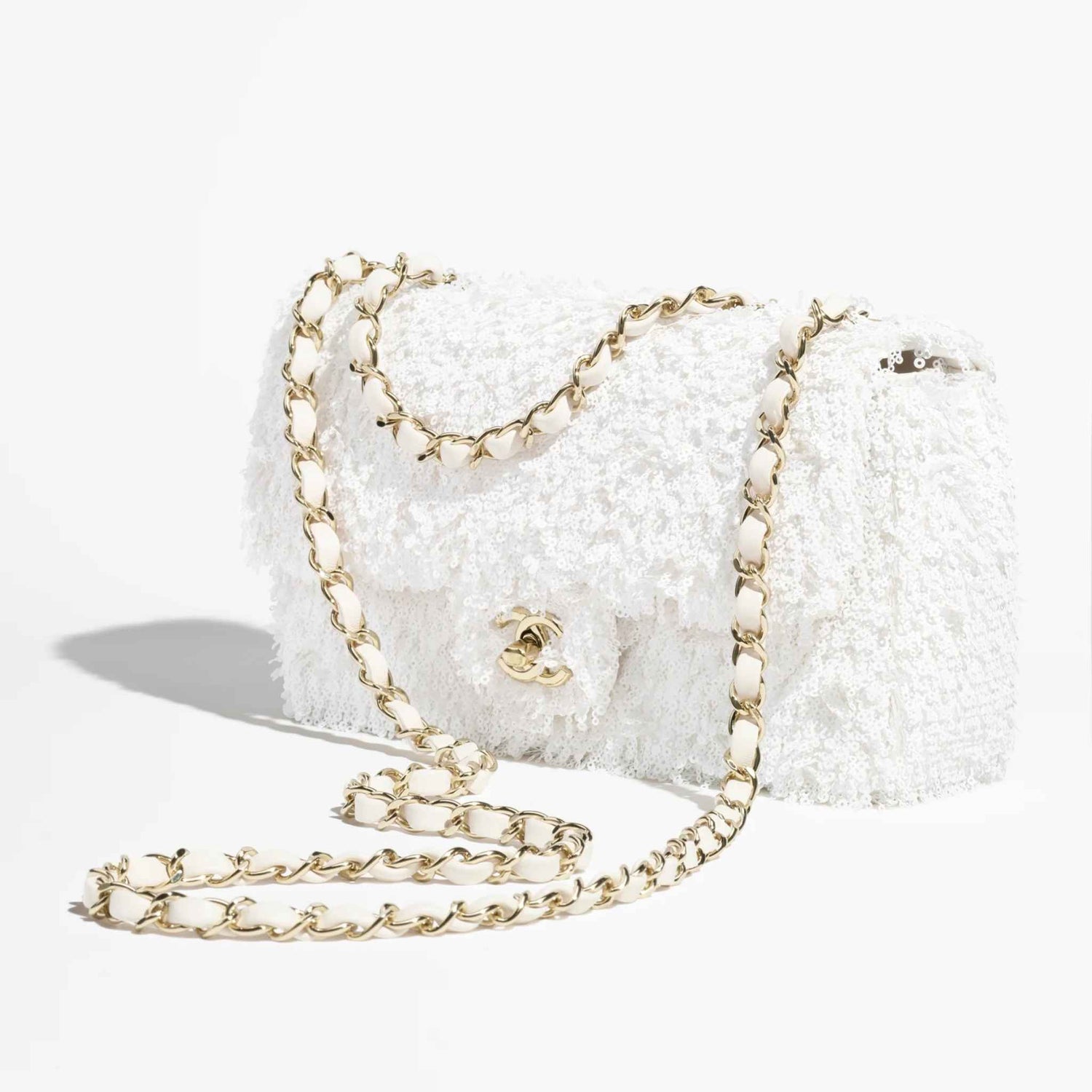 Chanel Evening Bag In Fringed Sequins & Gold Tone Metal, Front