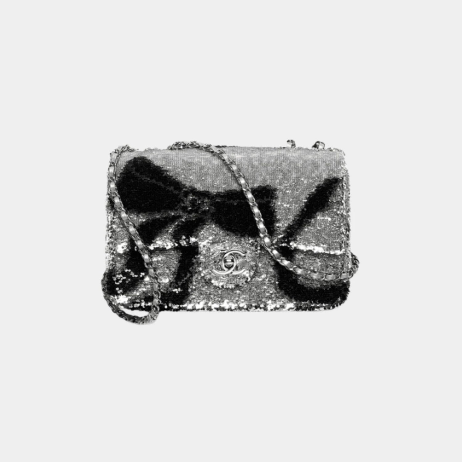 حقيبة Flap من ترتر مبطن متدرج ومعدن روديوم