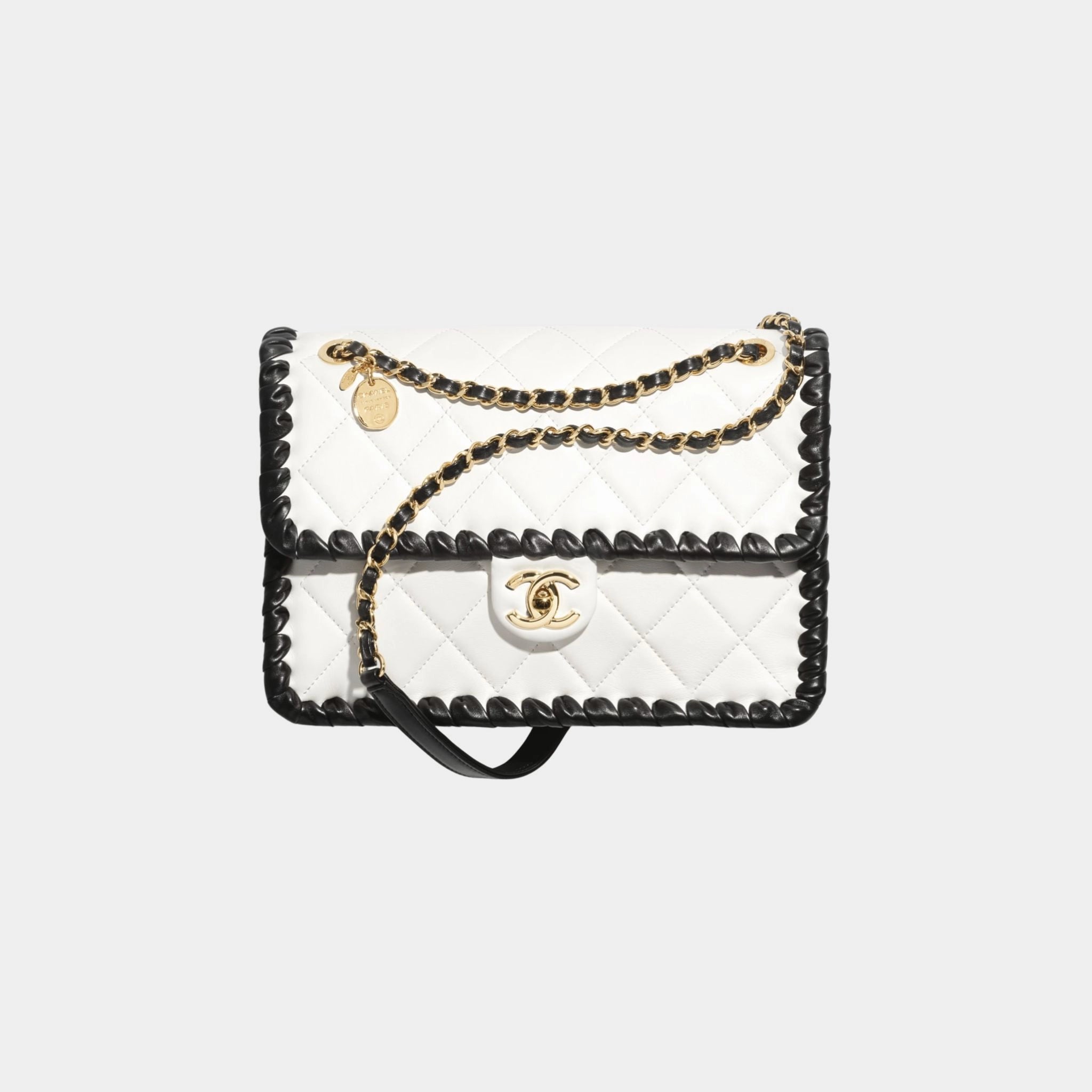 Flap Bag Lambskin Braided Calfskin & Gold Tone Metal