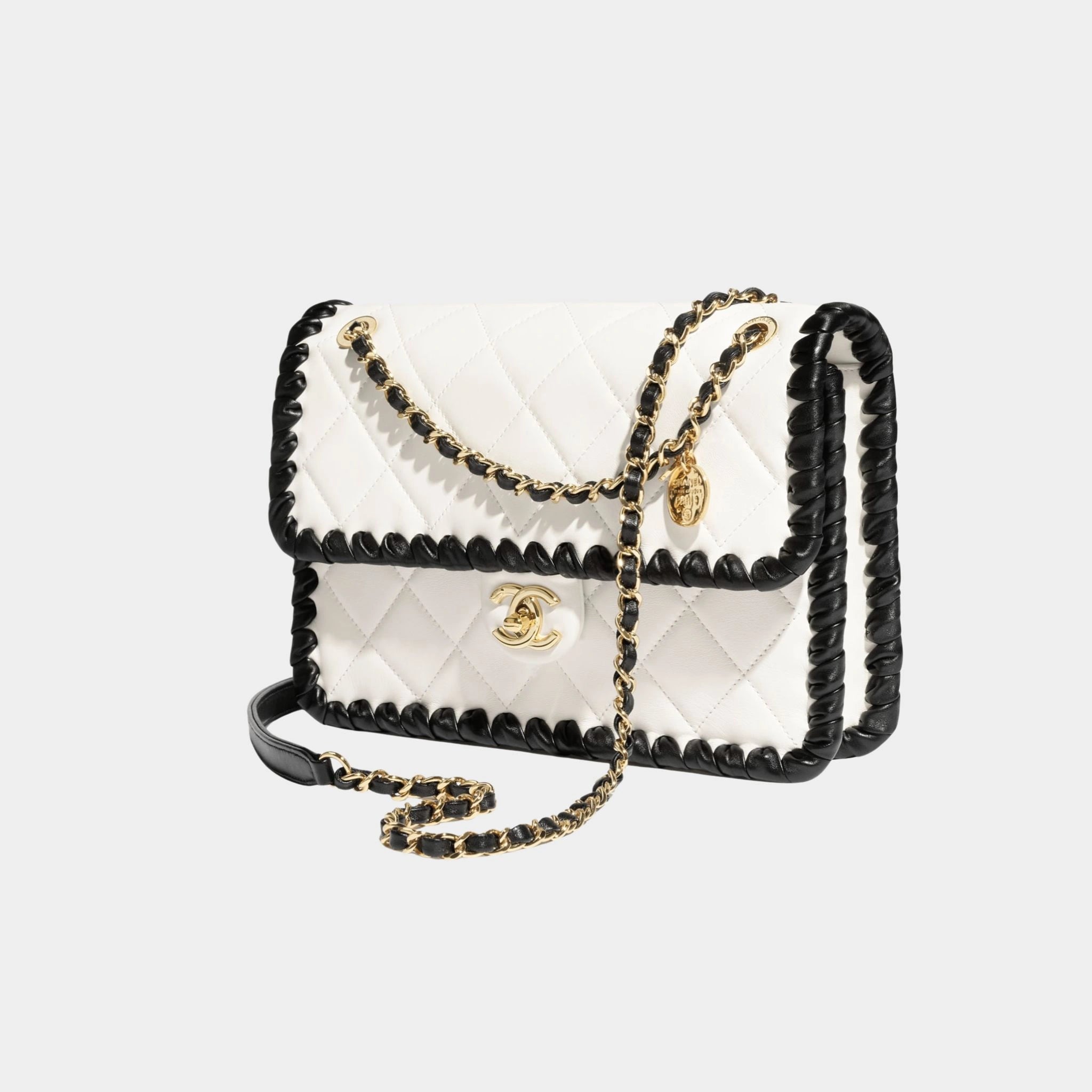 Flap Bag Lambskin Braided Calfskin & Gold Tone Metal