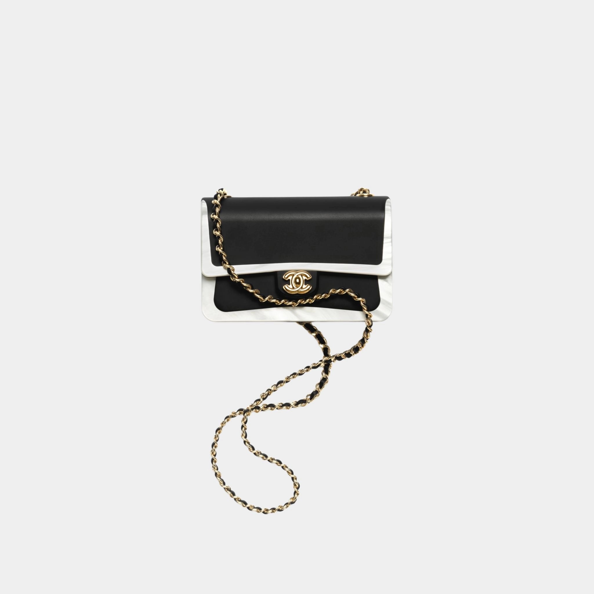 Chanel Flap Bag Minaudiere Plexi & Gold-Tone Metal