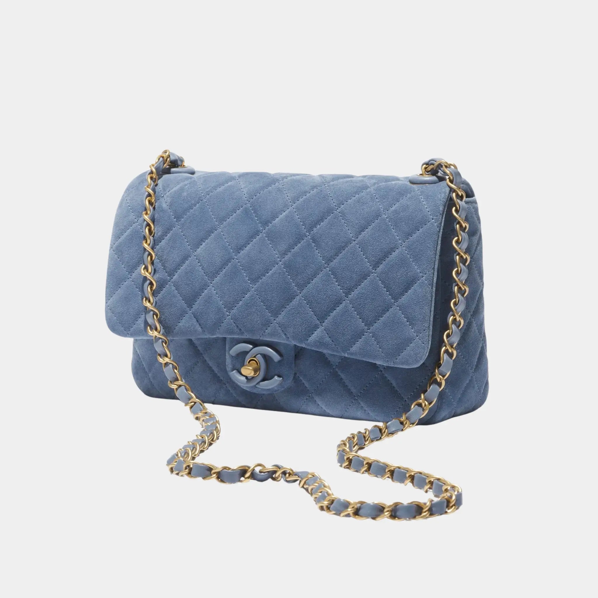 Flap Bag Suede Calfskin, Lambskin & Gold-Tone Metal