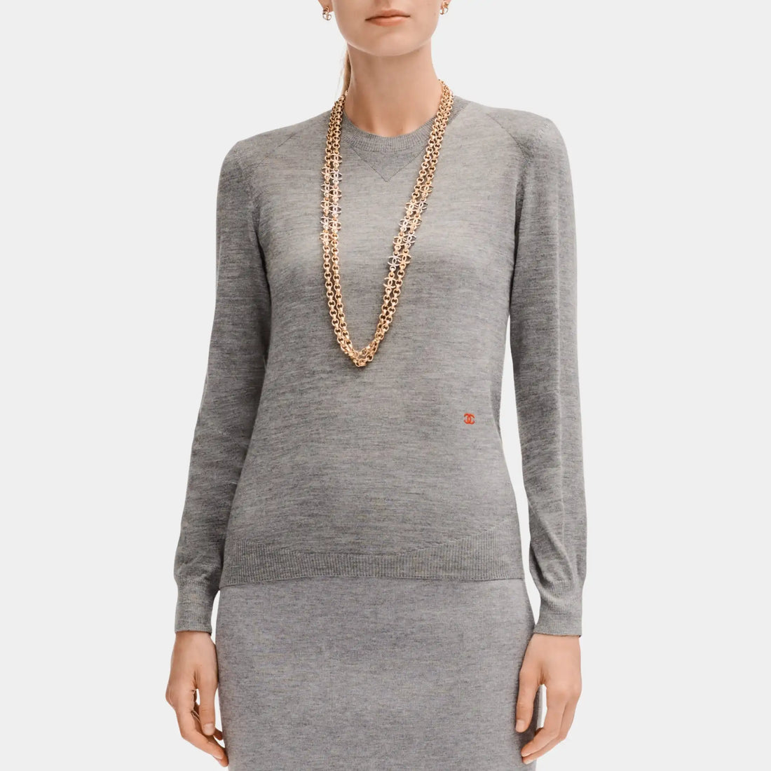 Chanel Grey Sweater in Cashmere and Silk, Front
