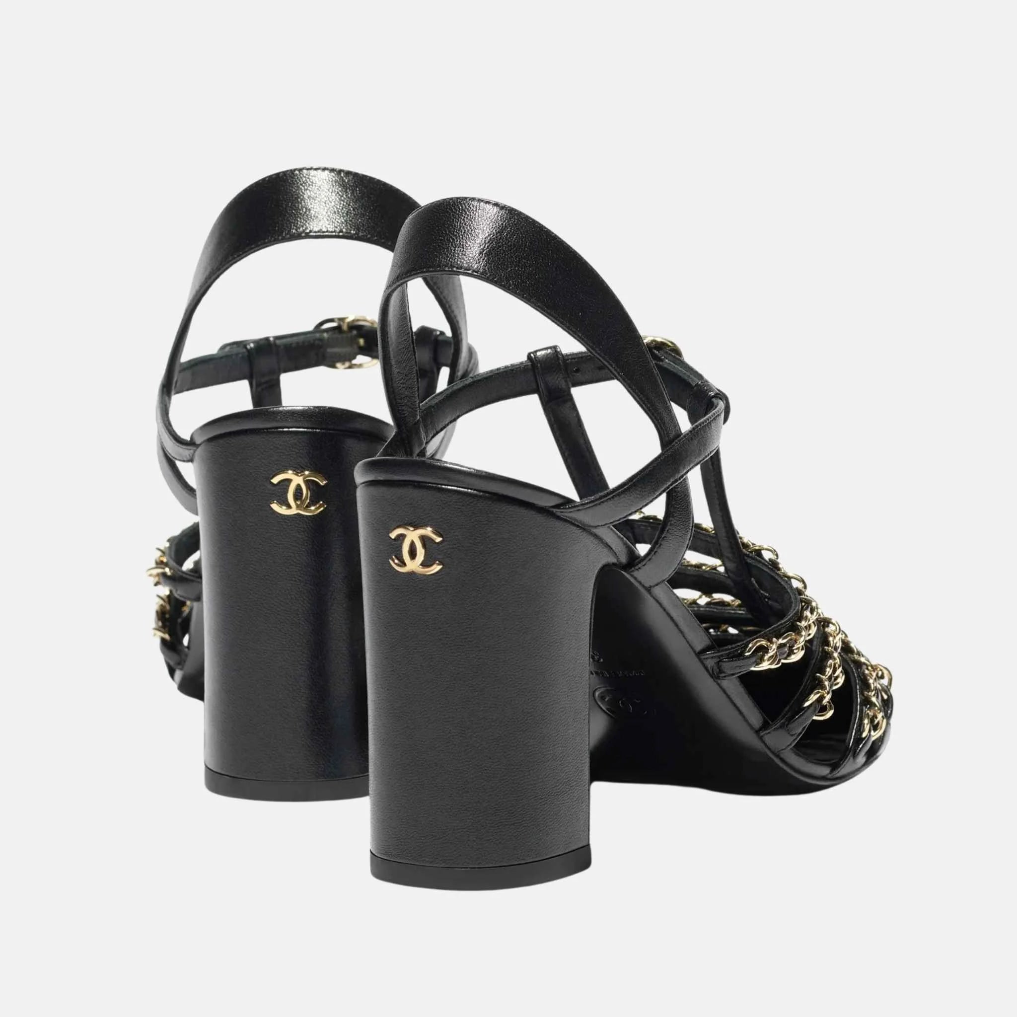 Chanel Heel Slingbacks in Lambskin and Patent Calfskin, Back