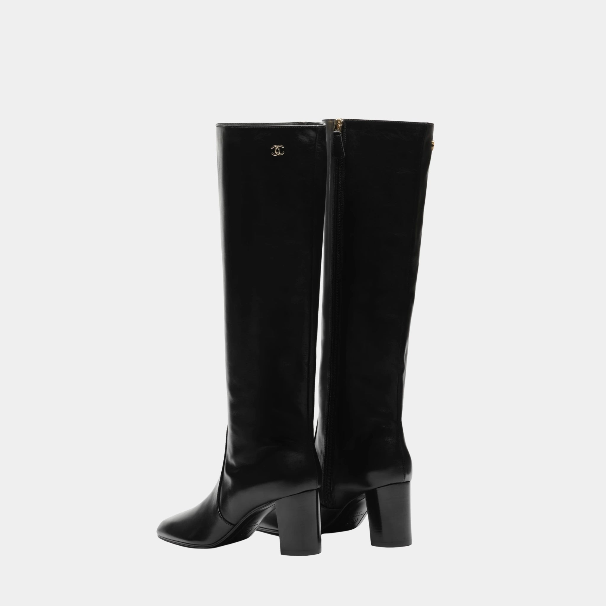 Chanel High Boots in Calfskin, Black, Back