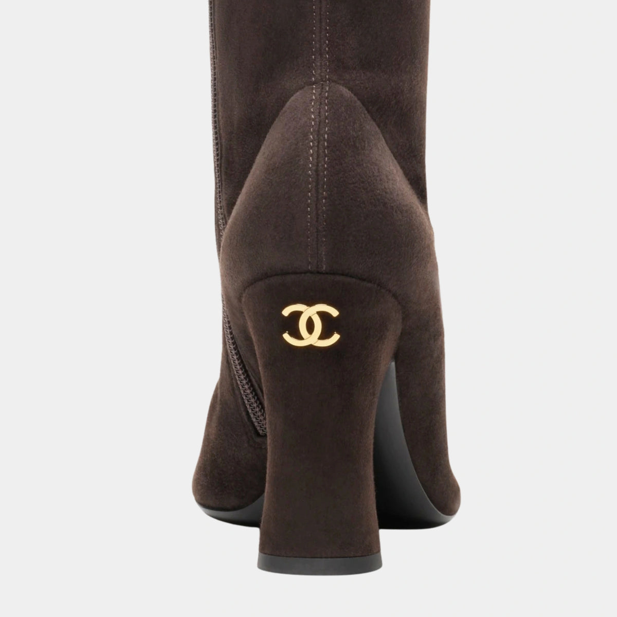 High Boots Stretch Suede Lambskin & Lambskin Brown & White