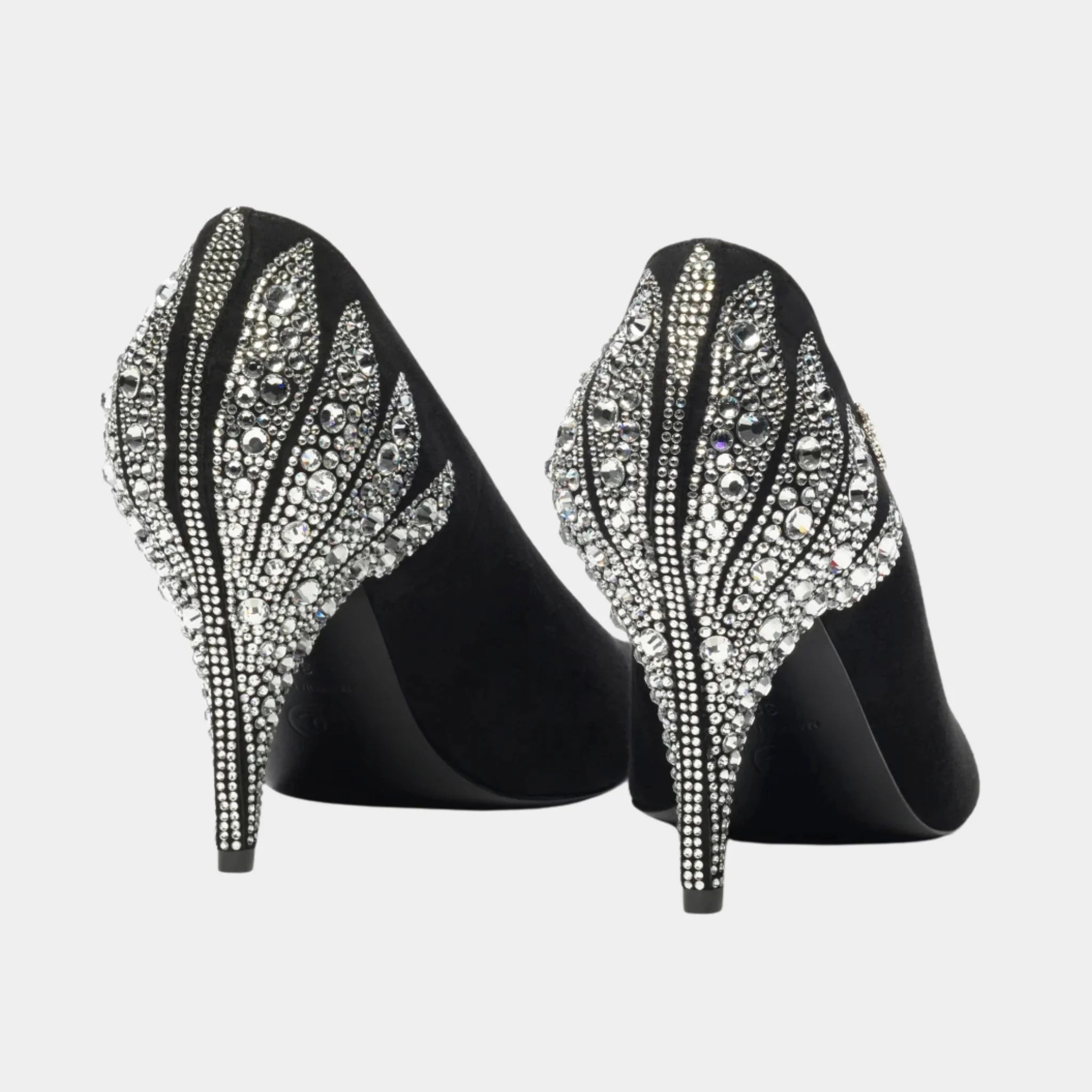 High Heels Velvet Goat & Rhinestones Black & Silver