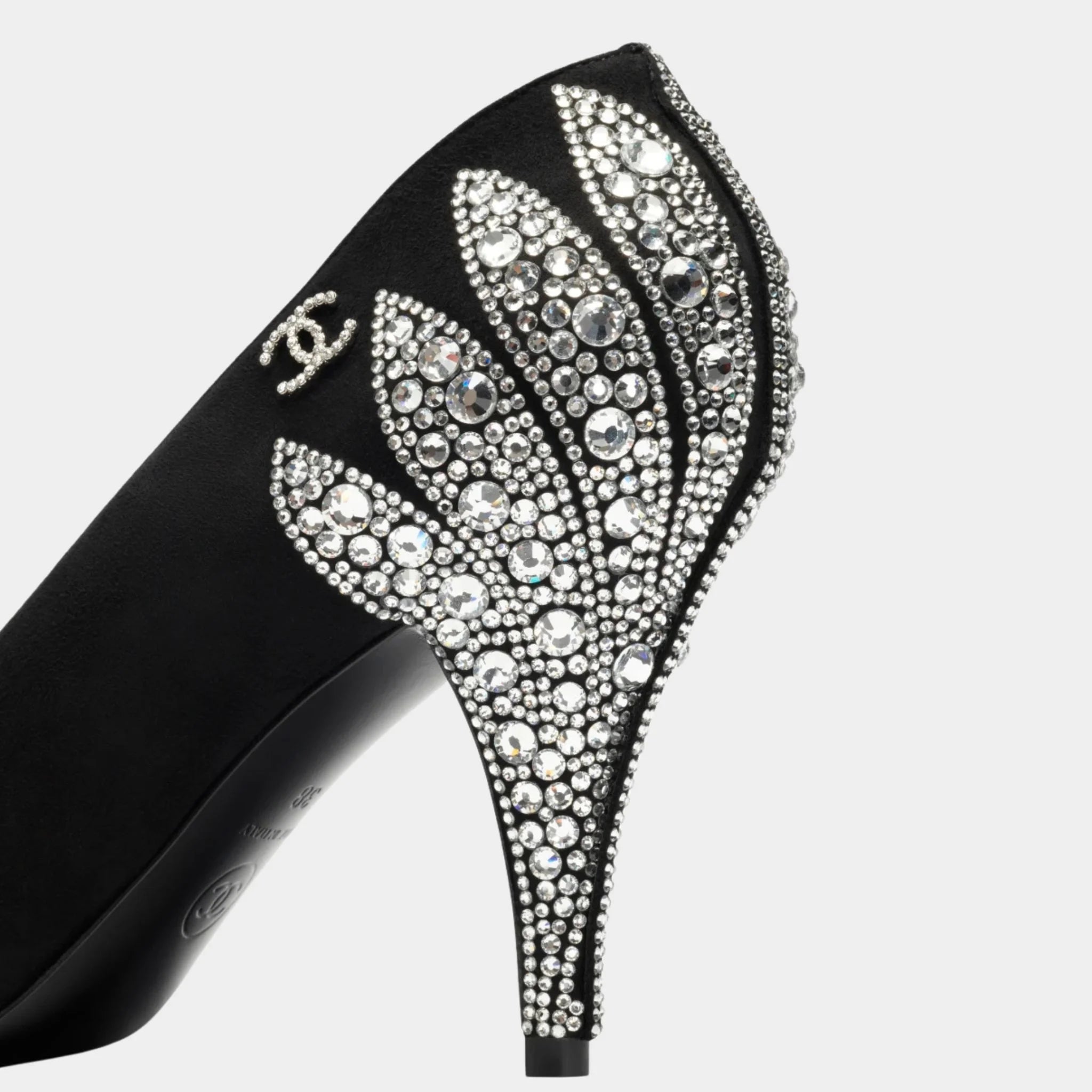 High Heels Velvet Goat & Rhinestones Black & Silver