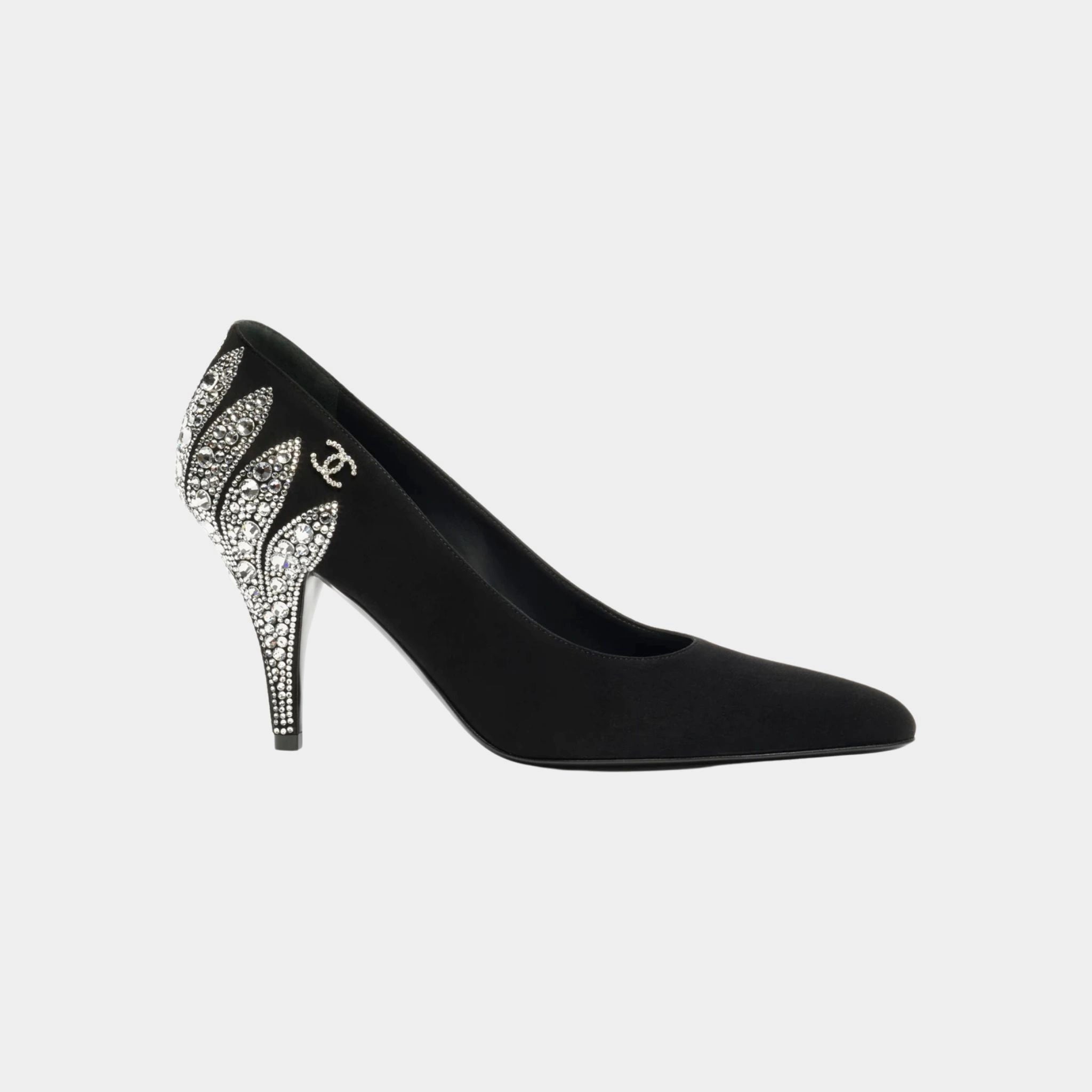 High Heels Velvet Goat & Rhinestones Black & Silver