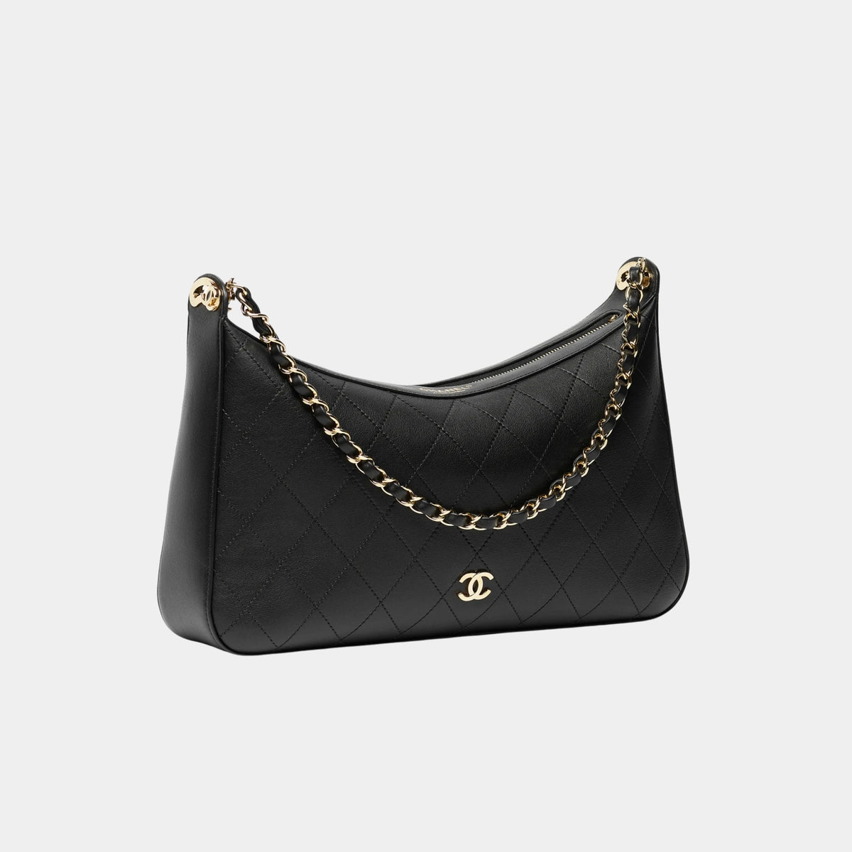 Chanel Hobo Bag Lamb Calf & Gold-Plated Metal Black