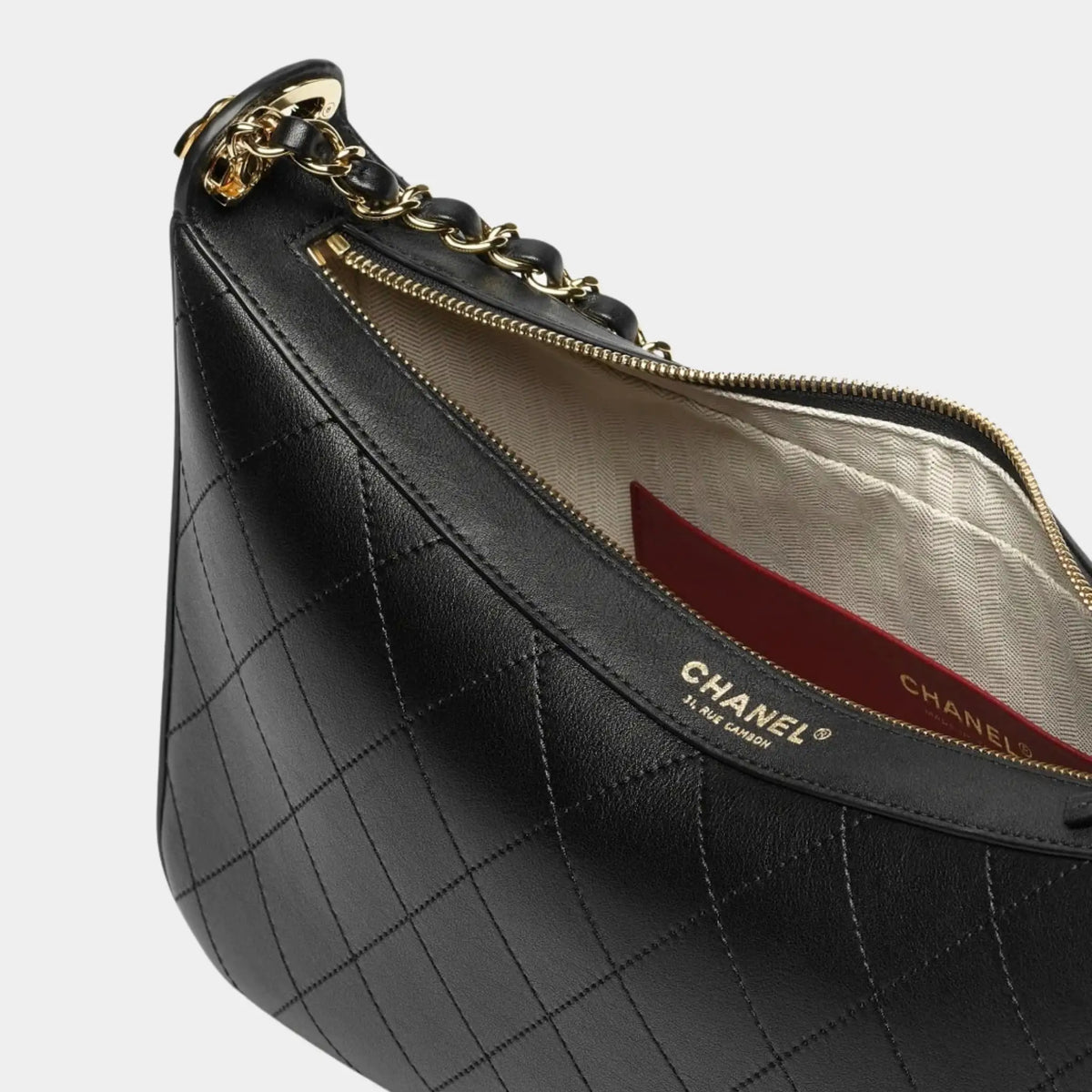 Chanel Hobo Bag Lamb Calf & Gold-Plated Metal Black