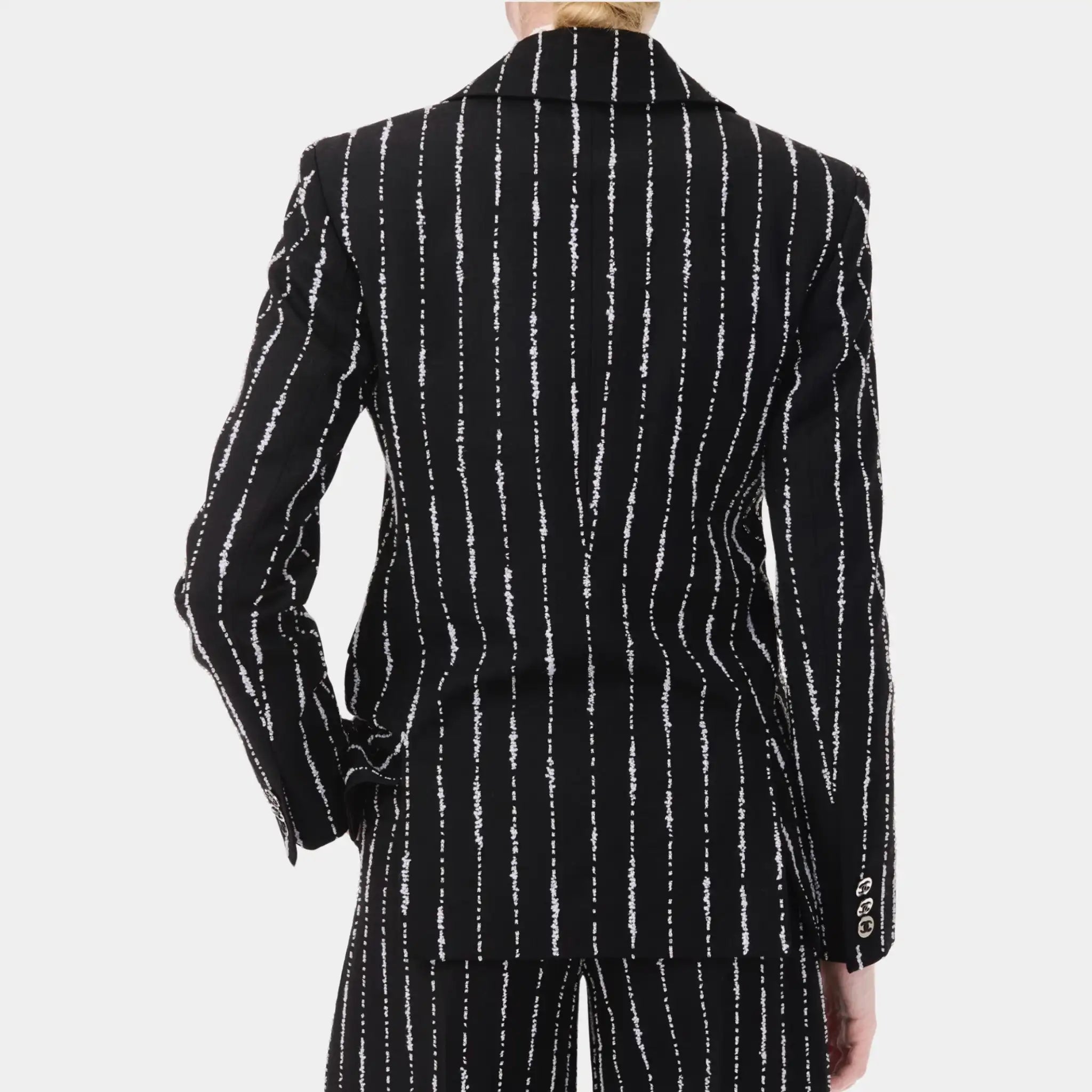 Chanel Jacket Embroidered Wool & Silk in Black & White, Back