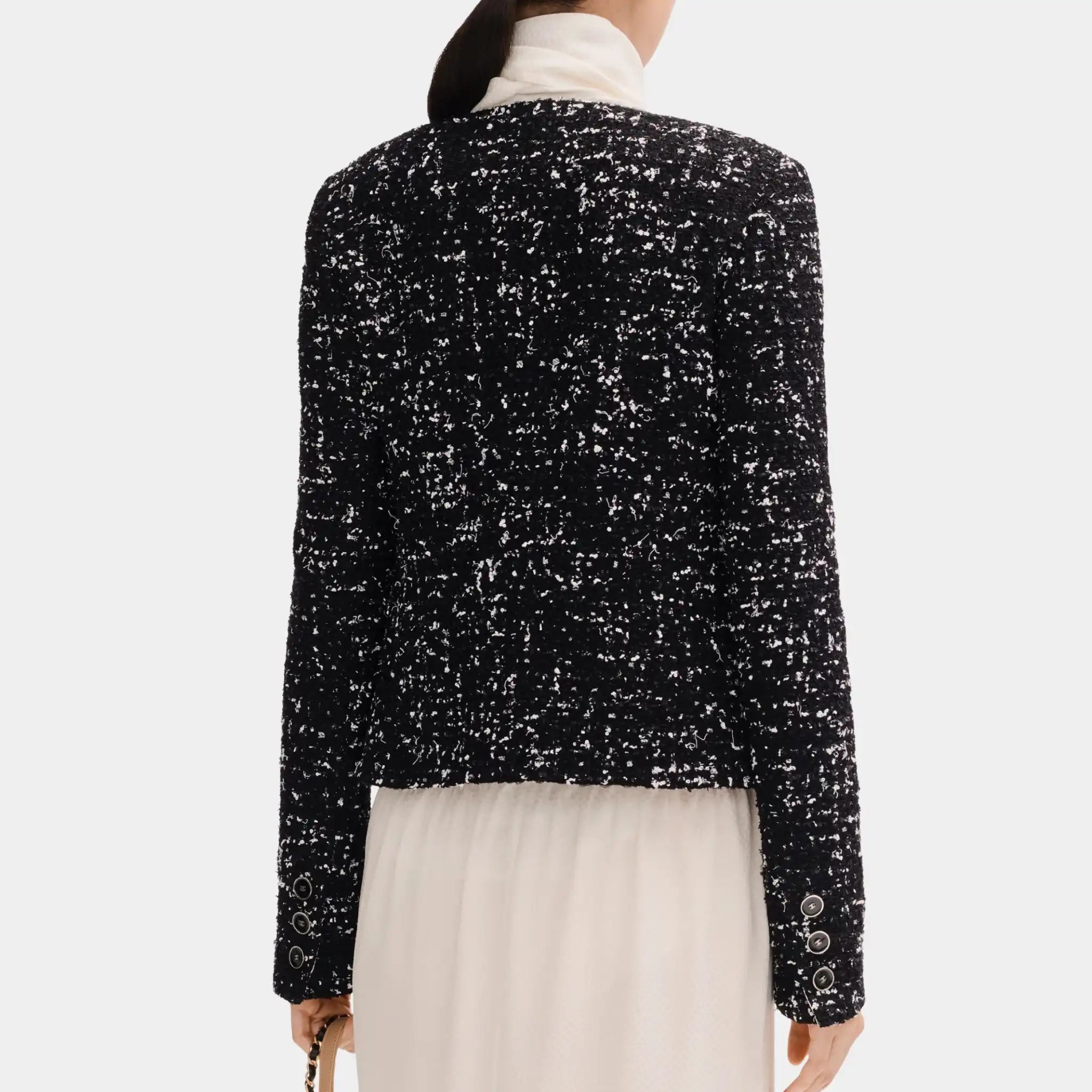 Chanel Jacket in Black and White Tweed, Back
