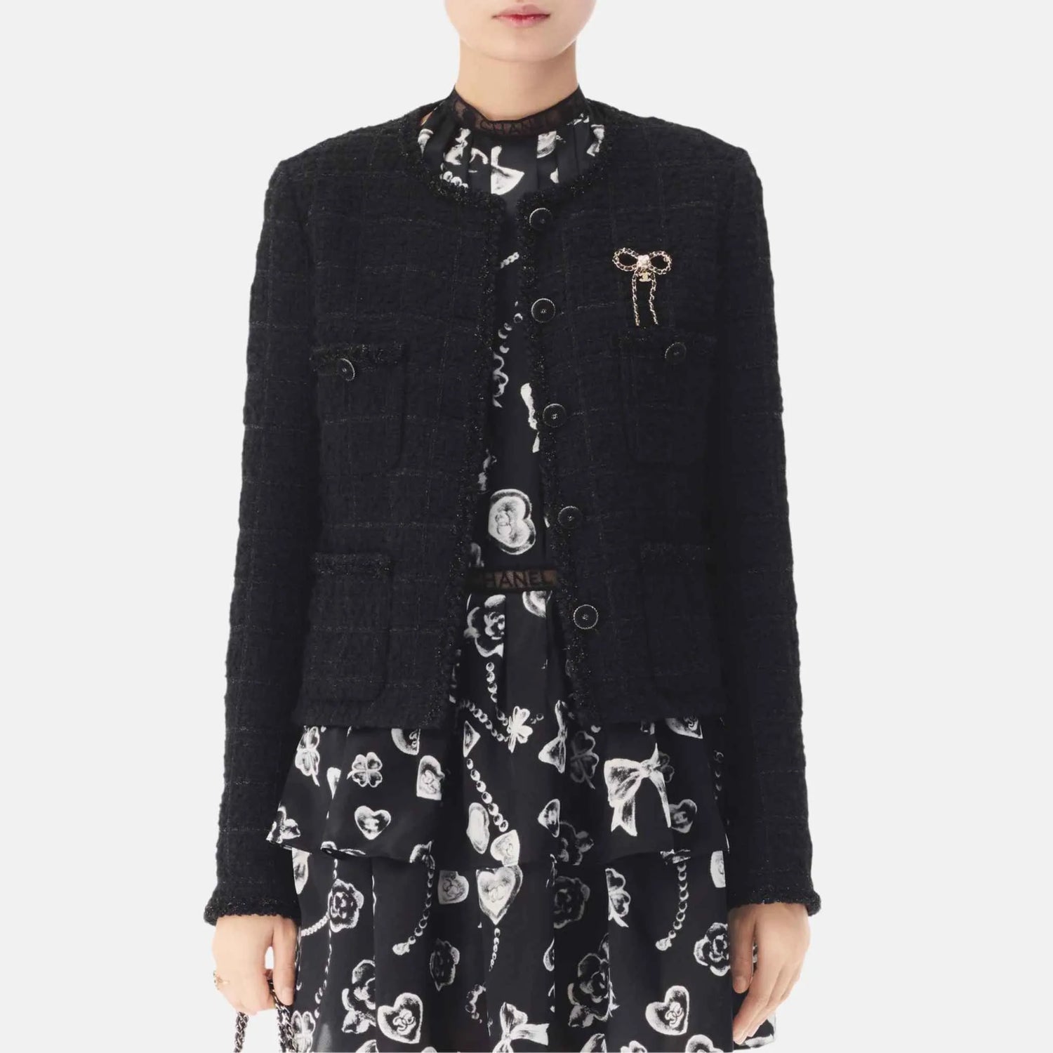 Chanel Jacket in Black Tweed, Close