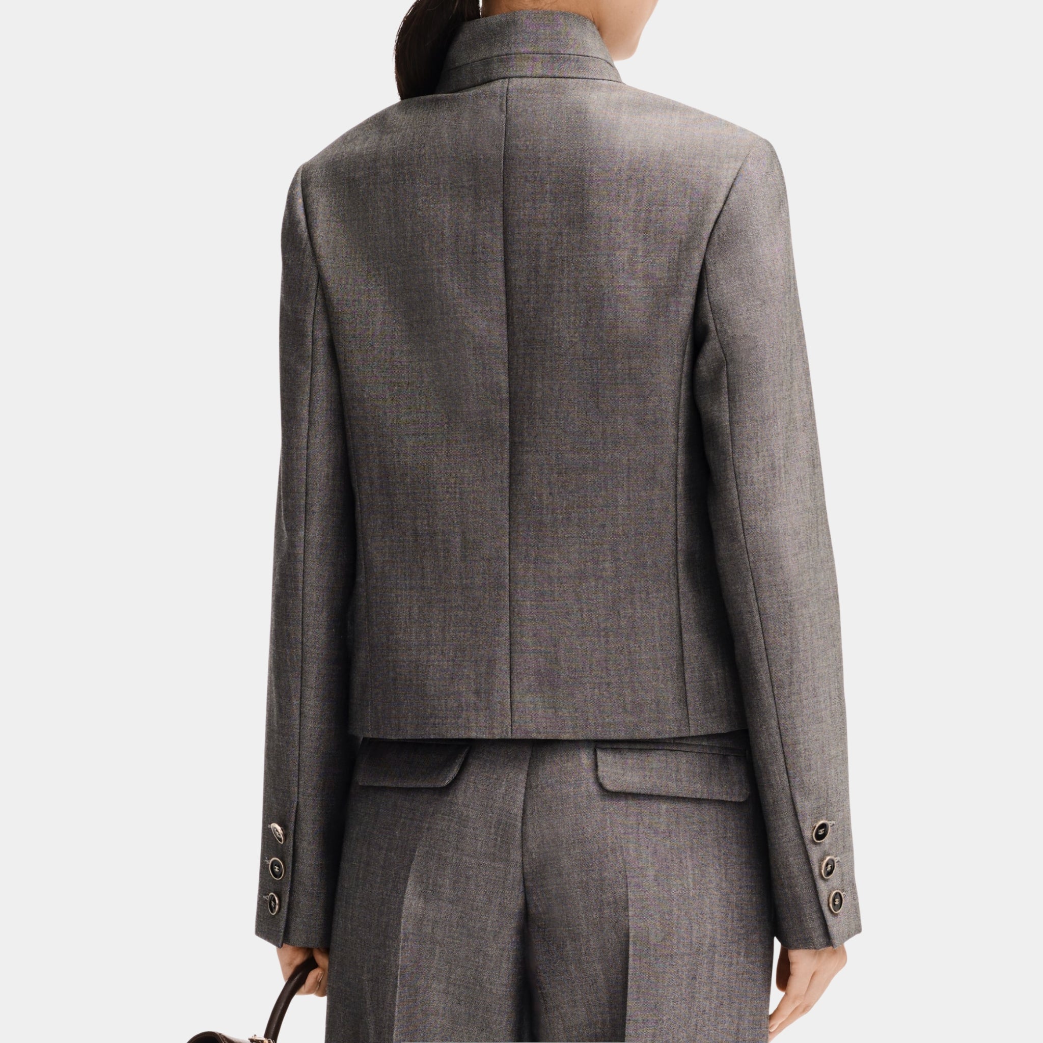 Chanel Jacket in Grey Wool Canvas, Back