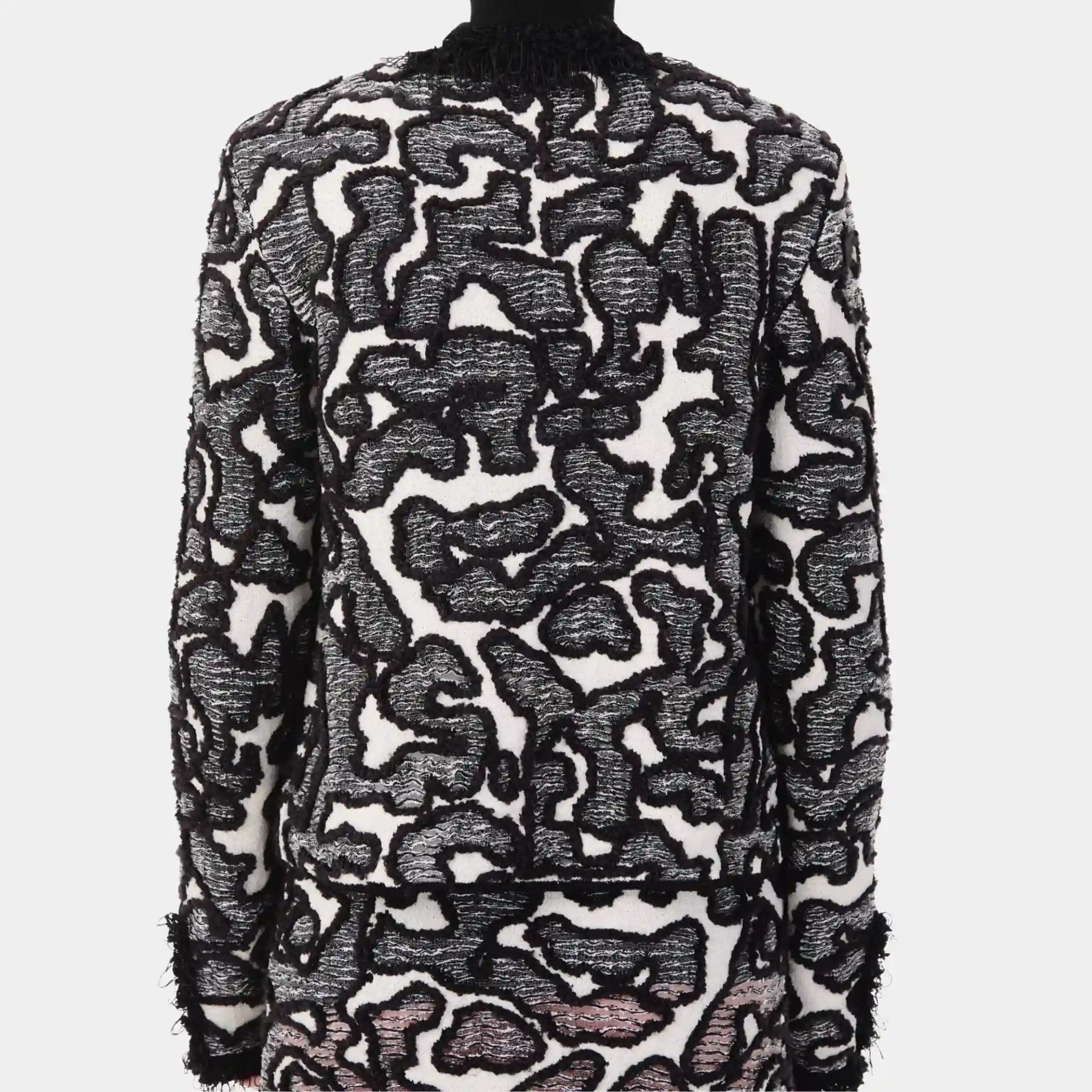 Chanel Jacket in Silk & Cotton in Black & White, Back