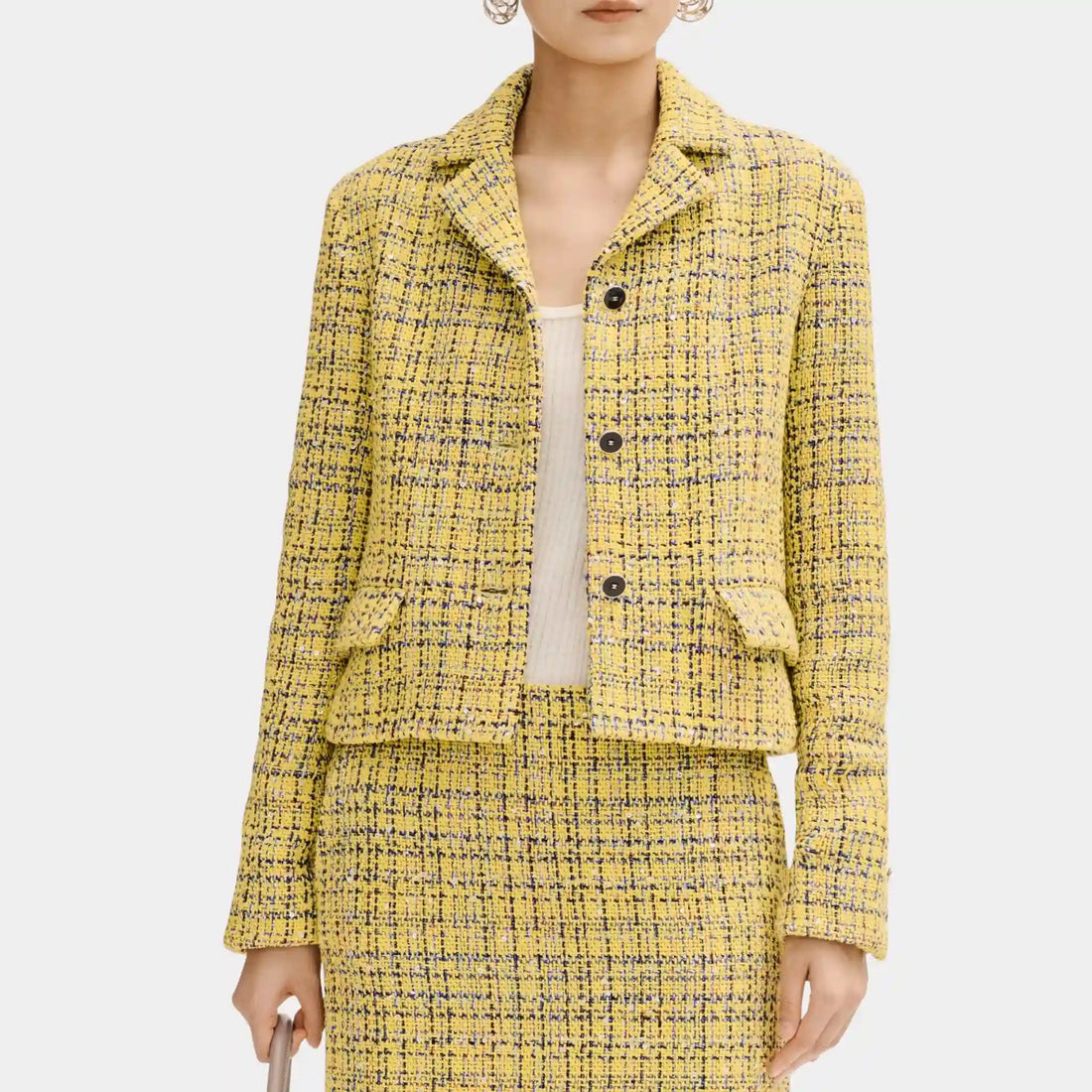 Chanel Jacket in Yellow Cotton Tweed, Front