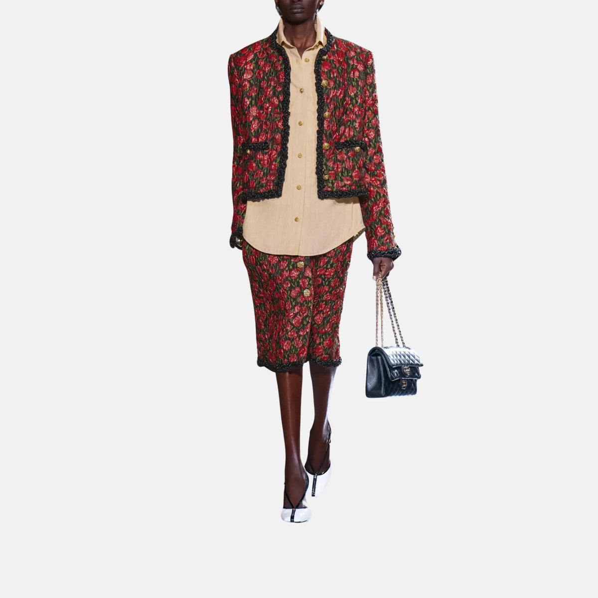 Chanel Jacket Mixed and Metallic Fibers in Red Black