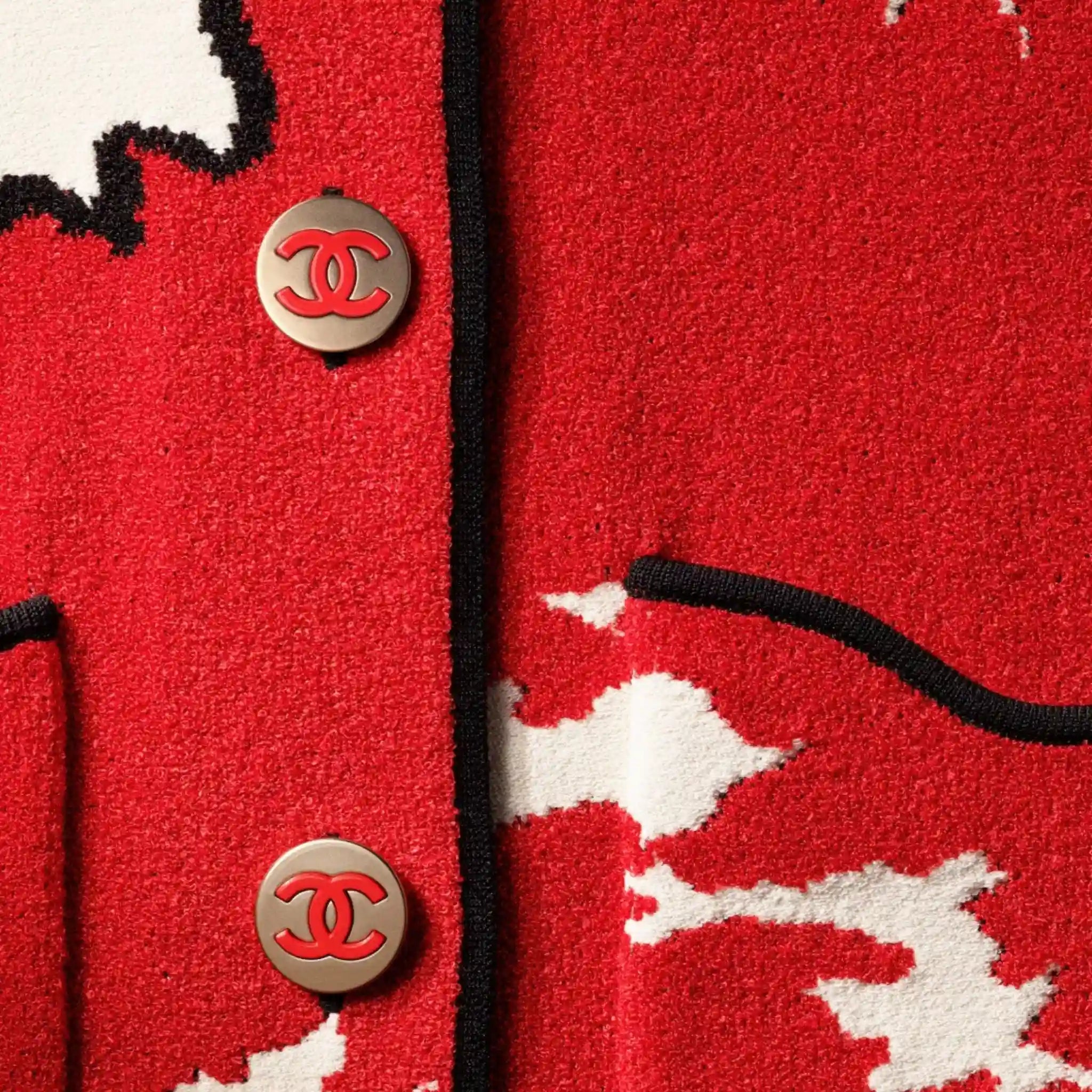 Chanel Jacket Mixed Fibers Red White & Black