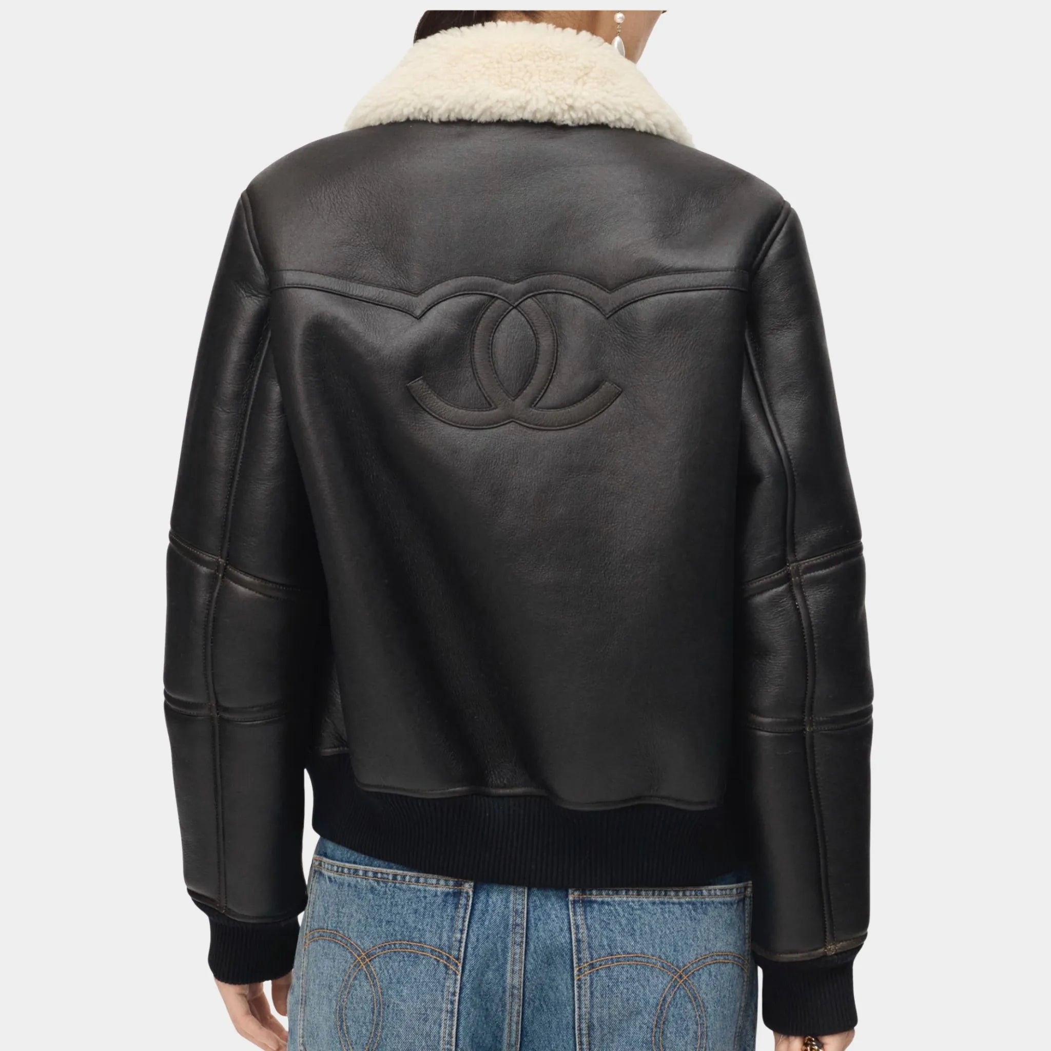 Chanel Jacket Shearling Lambskin Black & White, Back