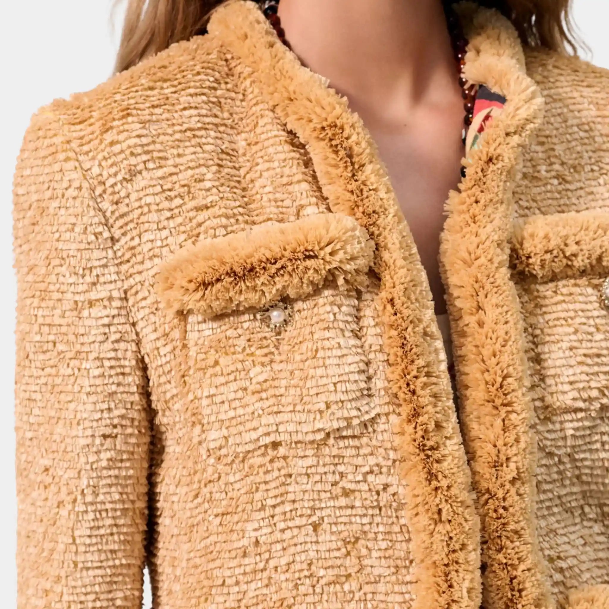 Chanel Jacket Silk & Mixed Fibers Brown