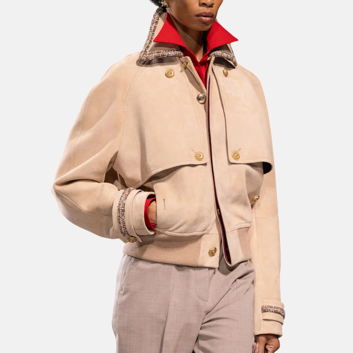 Chanel Jacket Suede Lambskin in Wheat Beige