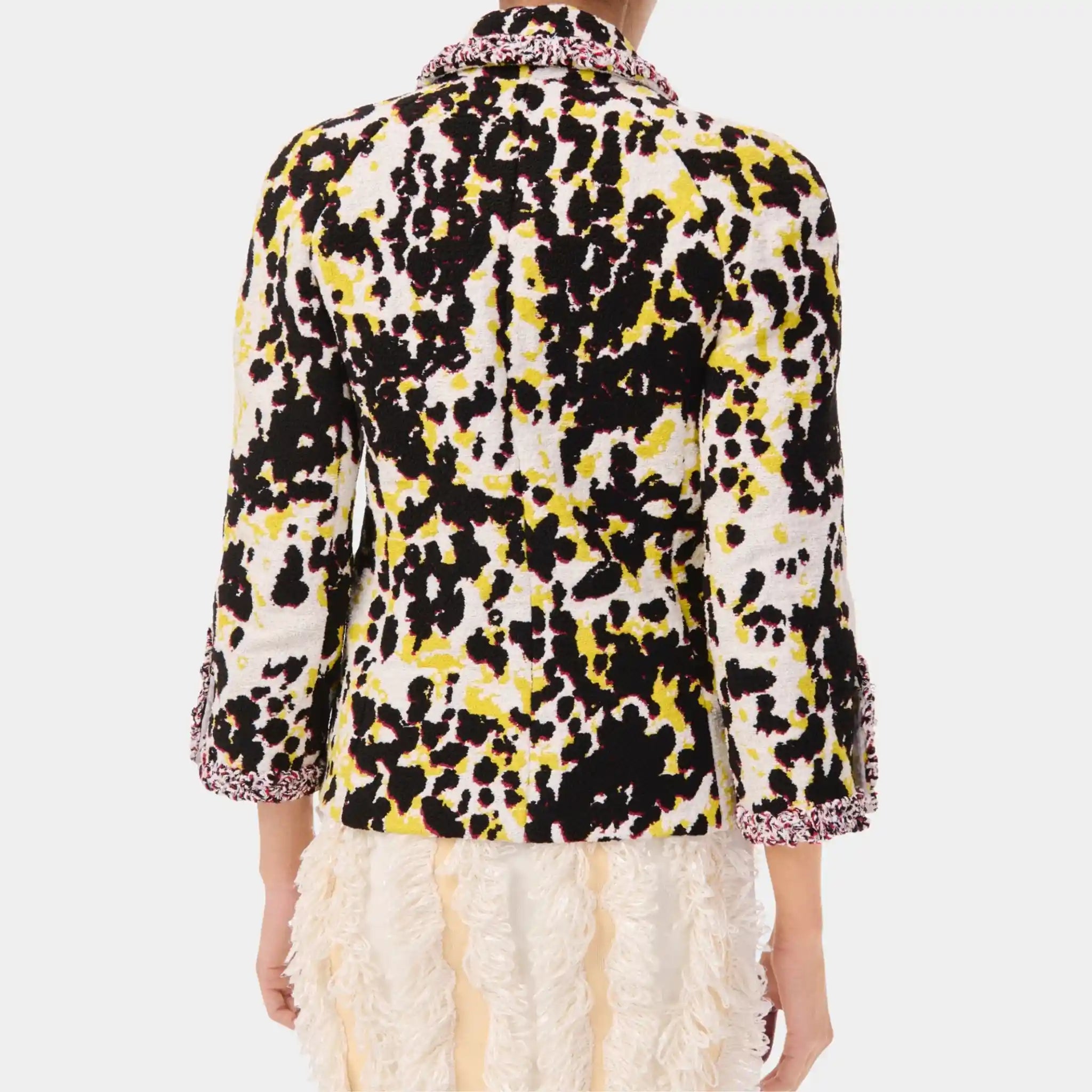 Chanel Jacket Tweed in Black Yellow & White, Back