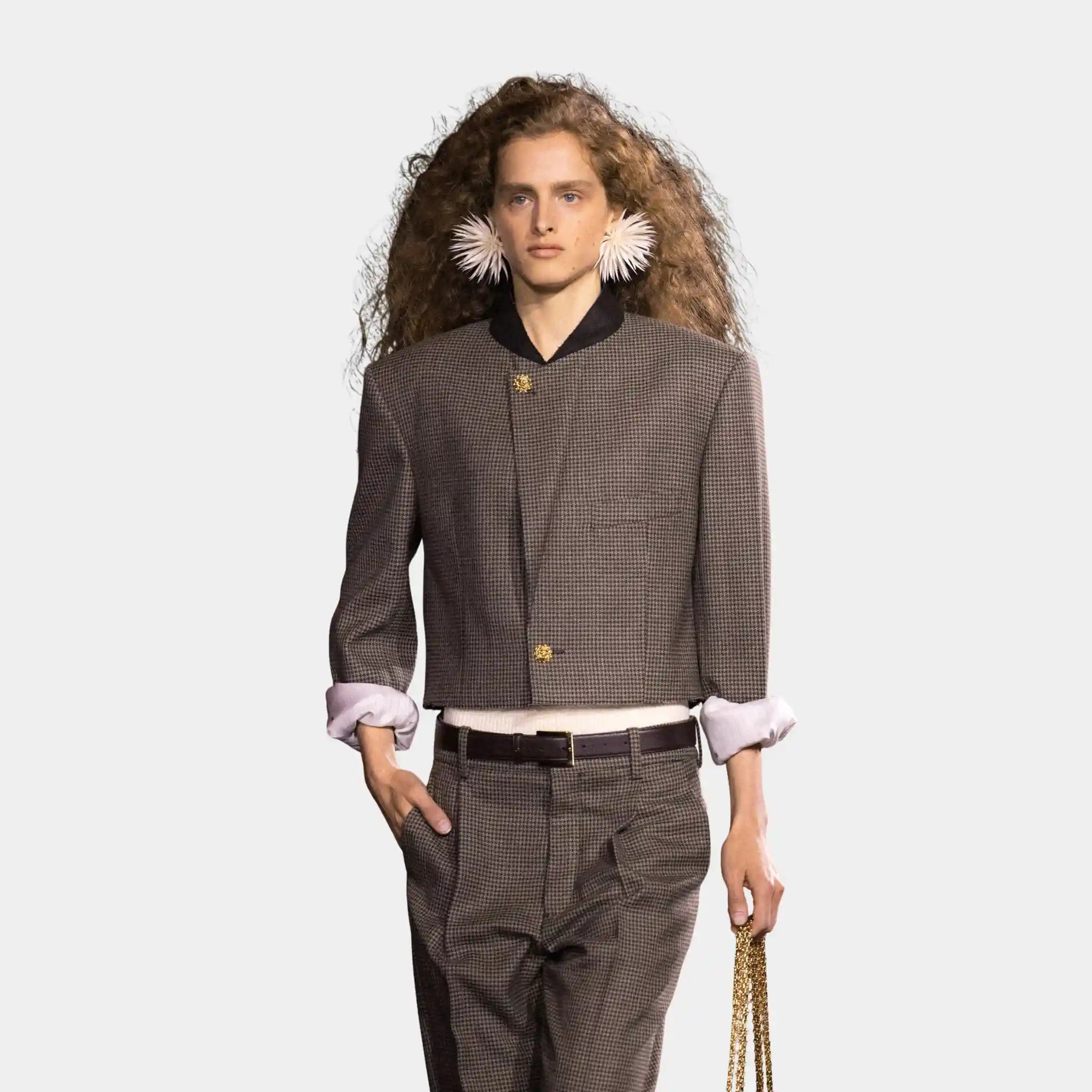 Chanel Jacket in Wool Cloth Brown & Ecru, Front