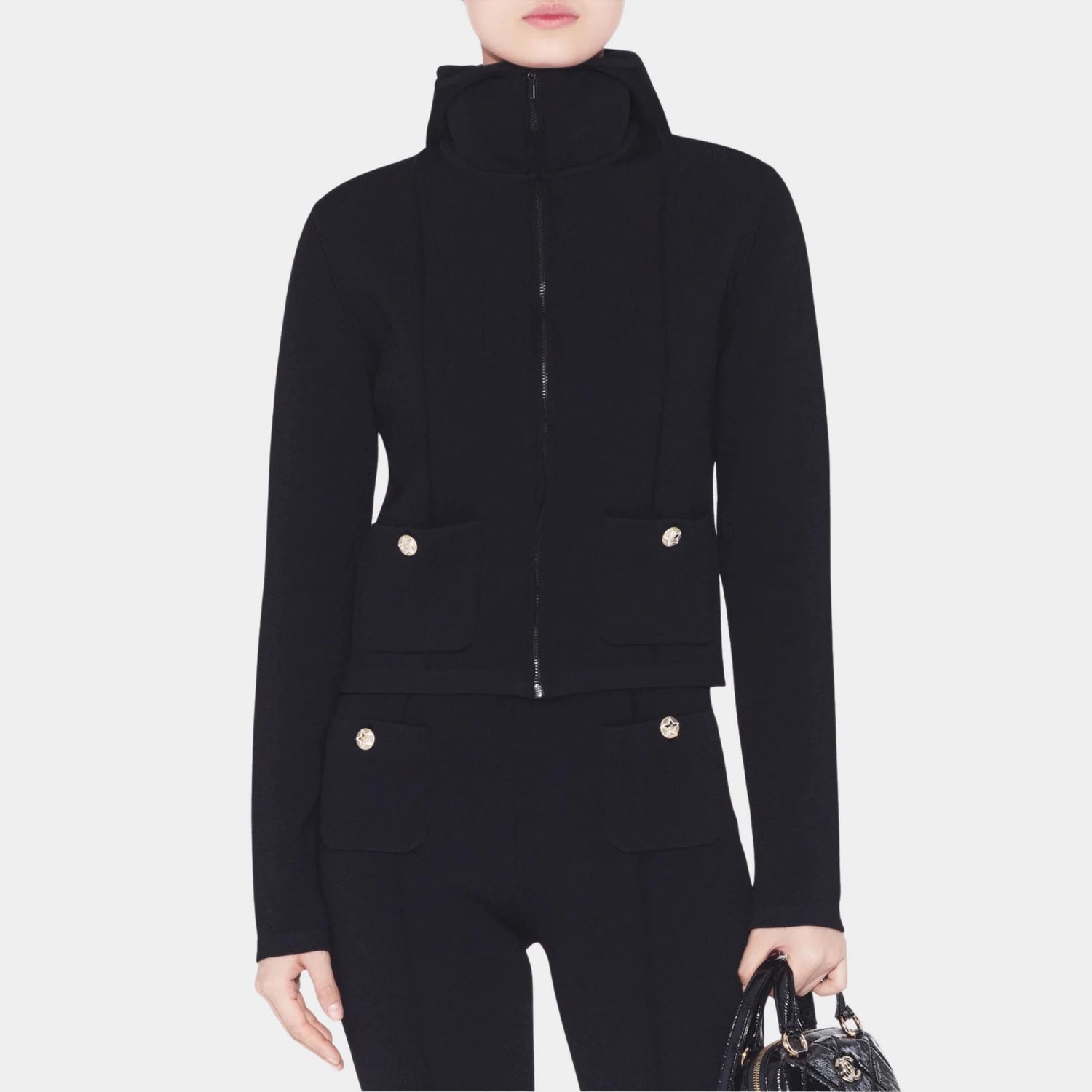Chanel Jacket Wool & Mixed Fibres  Black, Front