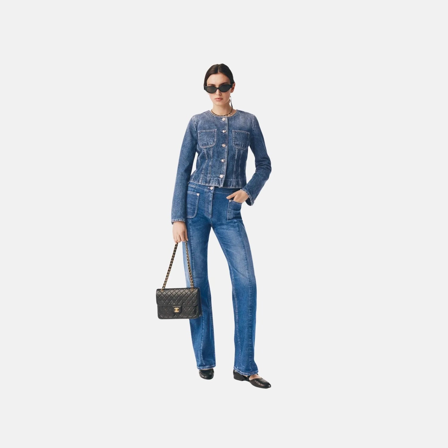Chanel Jeans in Blue Washed Denim, Front
