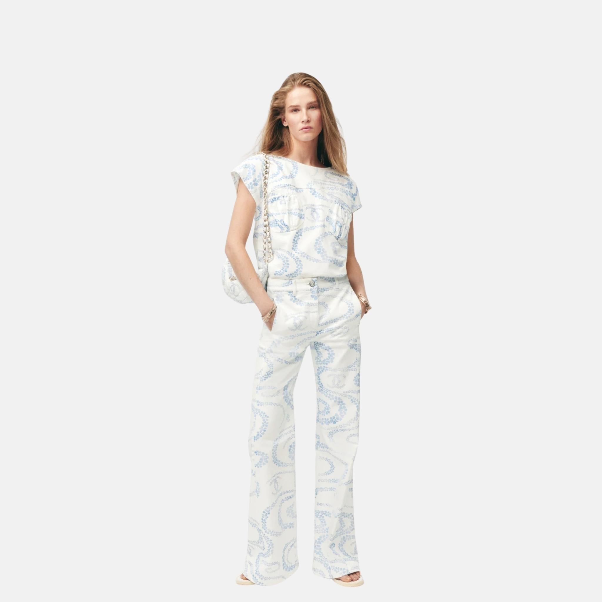 Chanel Jeans In Printed Denim From Coco Beach 2025 Collection, Front