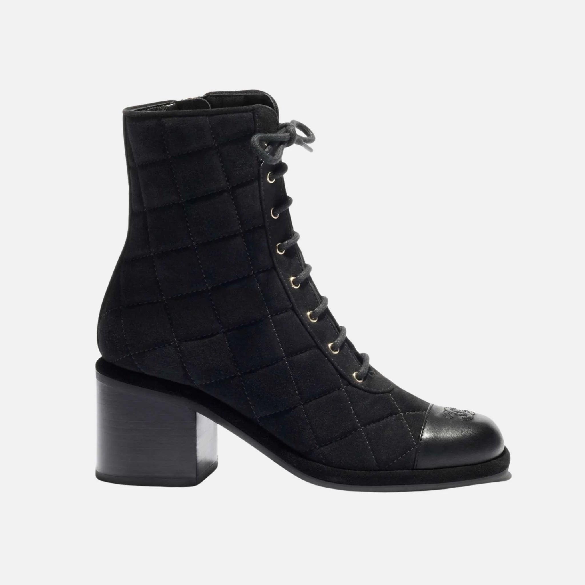 Chanel Lace Up Shoes in Velvet Calfskin and Calfskin