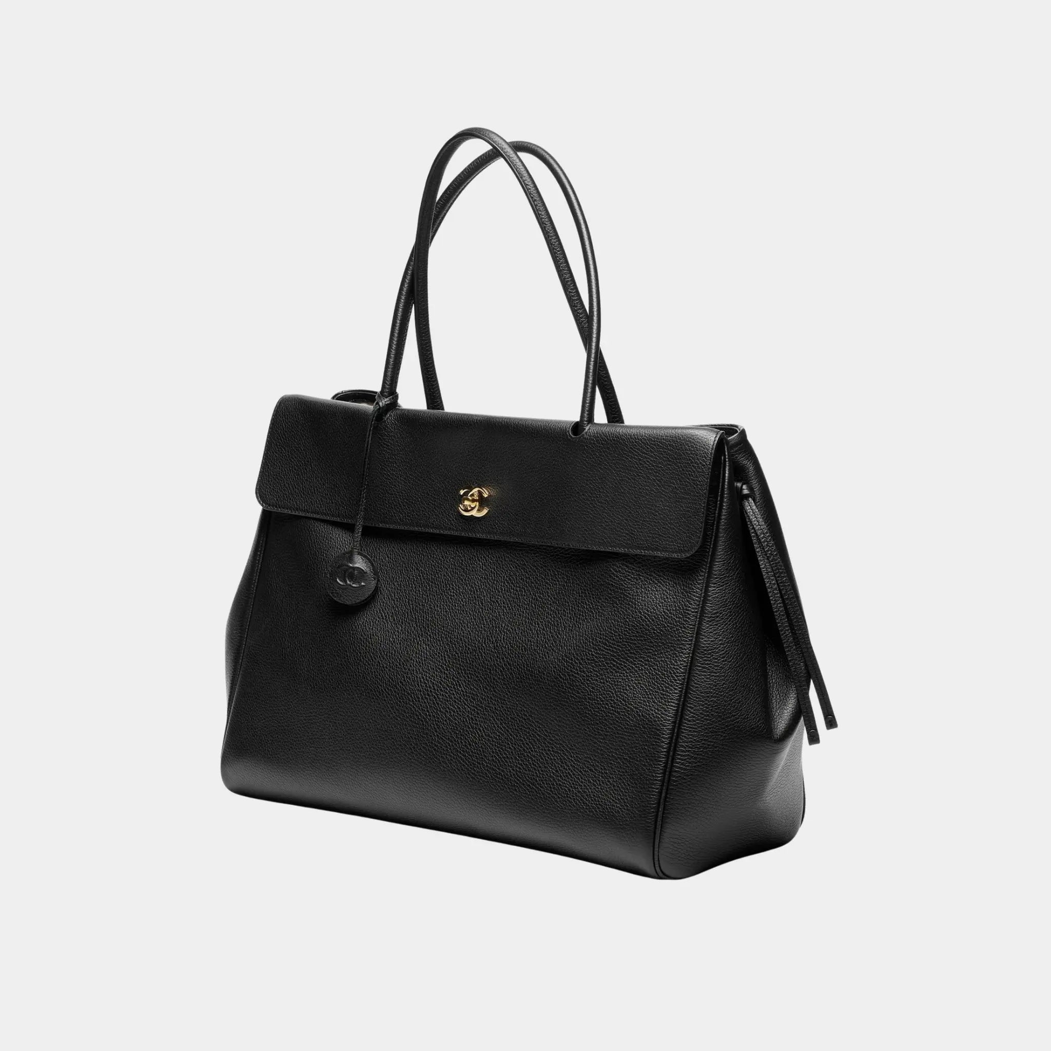 Chanel Large Tote Bag Grained Calfskin & Gold-Tone Metal Black
