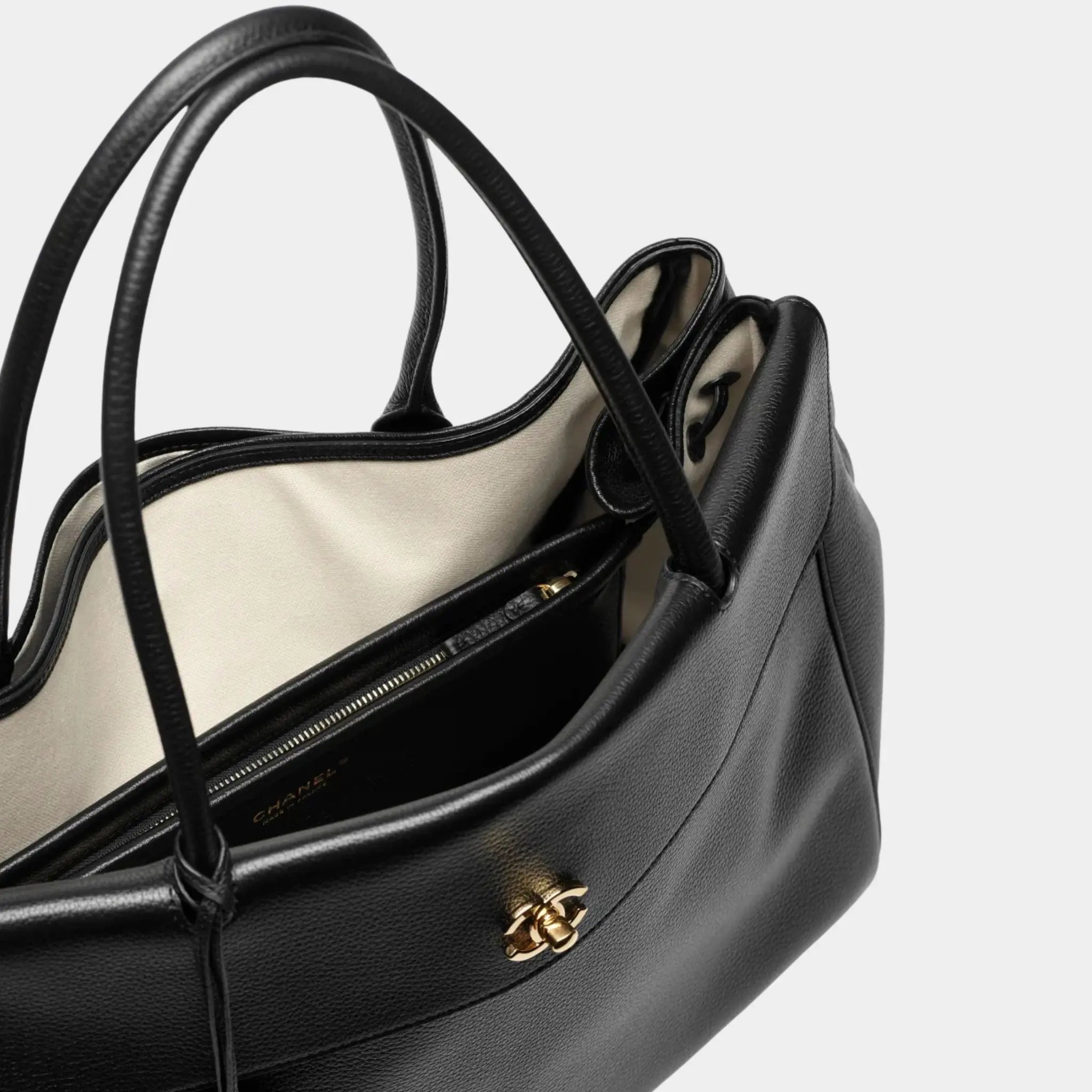 Chanel Large Tote Bag Grained Calfskin & Gold-Tone Metal Black