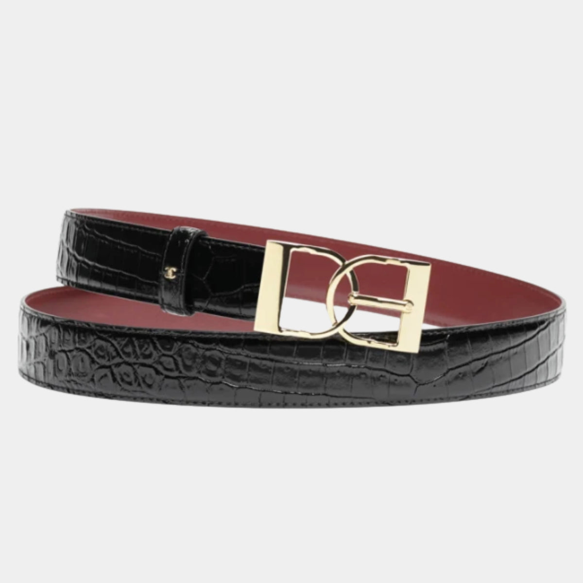 Leather Belt Crocodile Embossed Calfskin & Metal