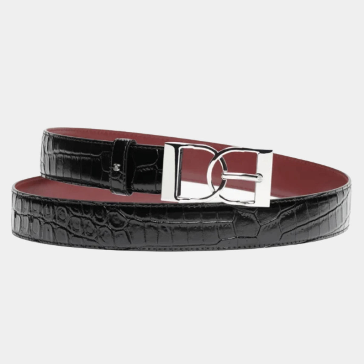 Leather Belt Crocodile Embossed Calfskin & Metal