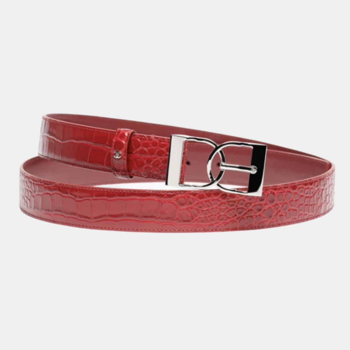 Leather Belt Crocodile Embossed Calfskin & Metal