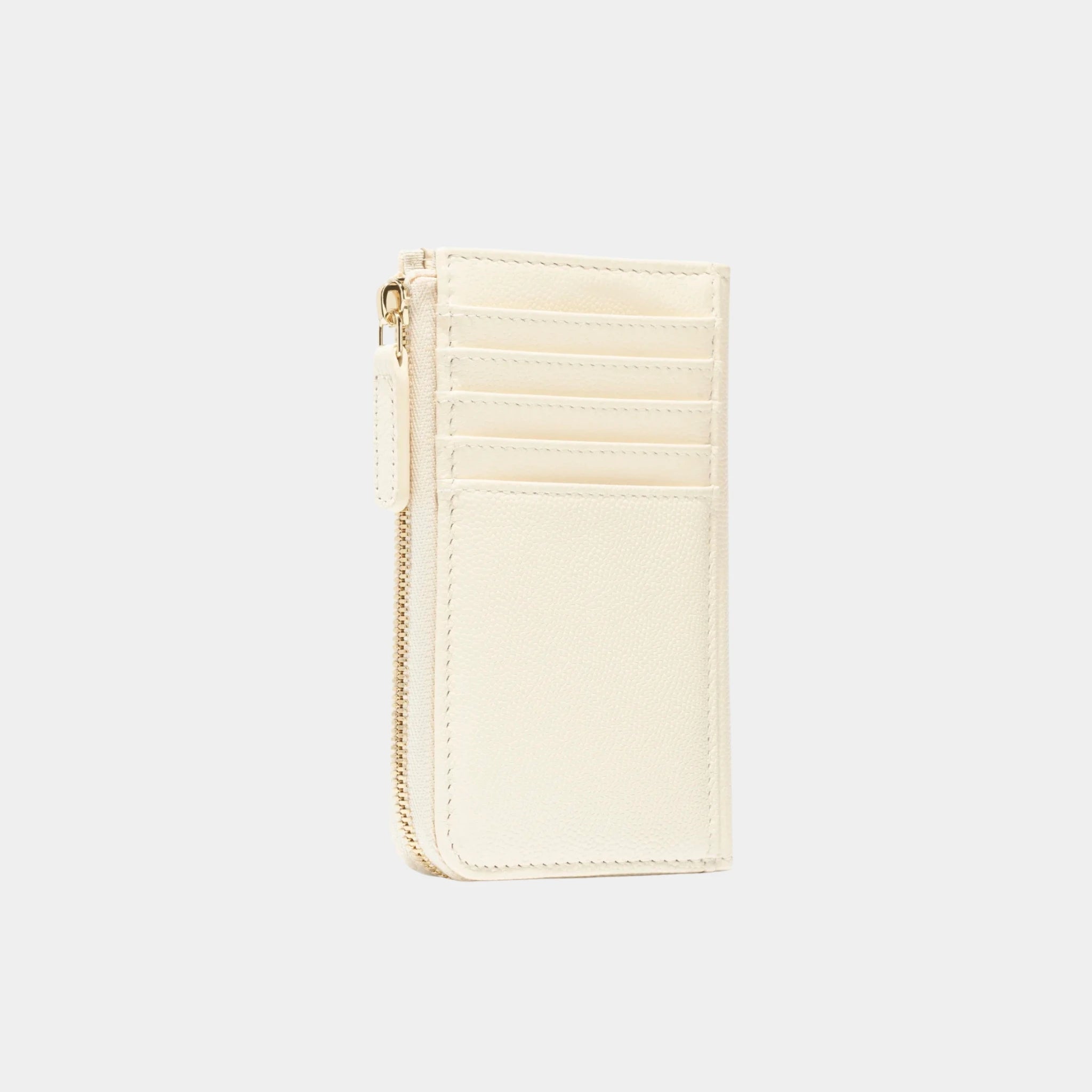 Chanel Light Beige Zipped Card Holder Grained Shiny Calfskin, Inside