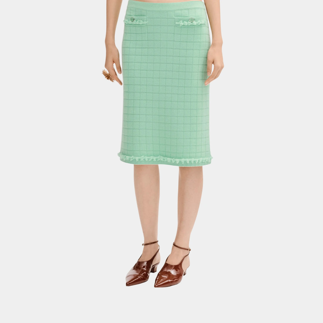 Chanel Light Green Skirt in Cashmere, Front