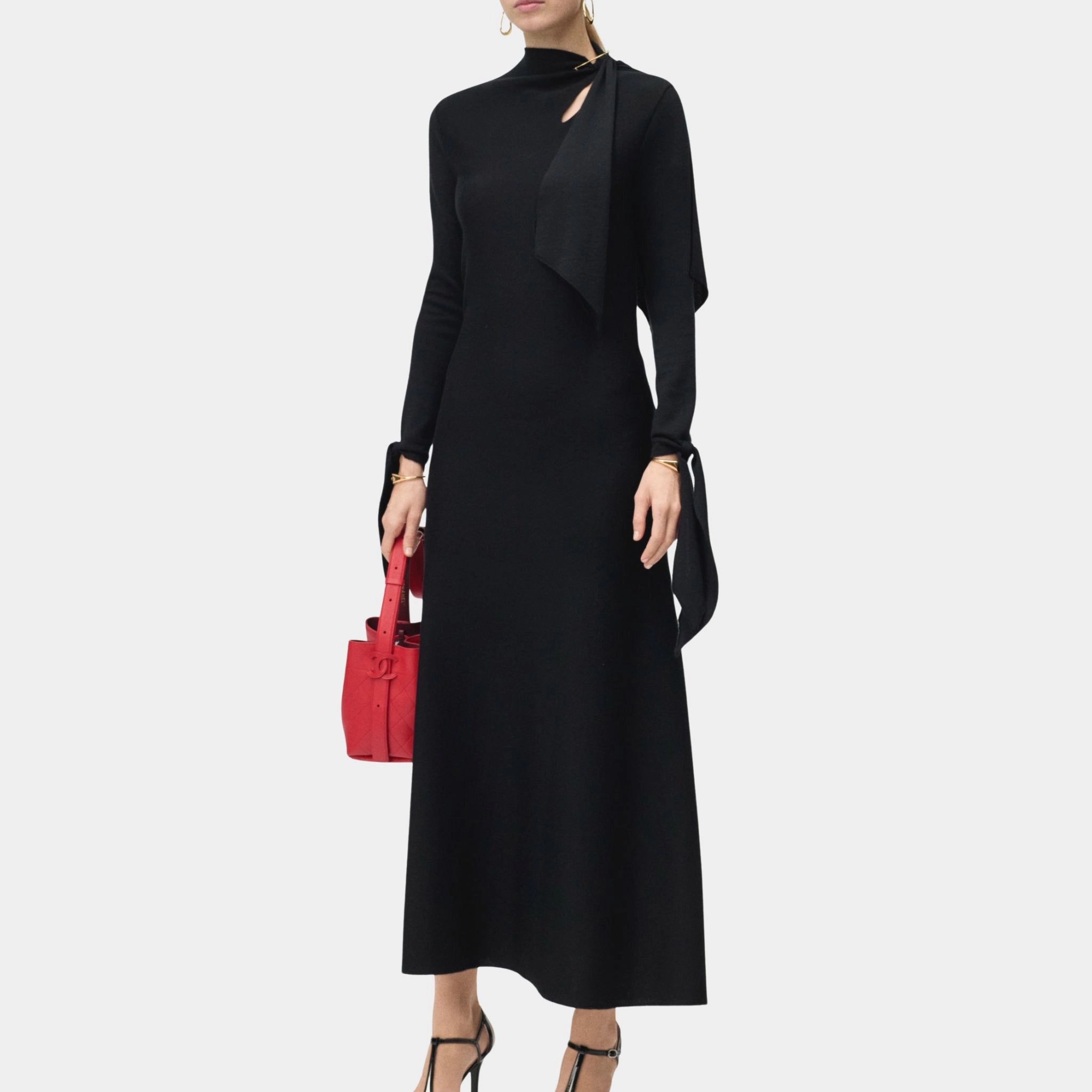 Chanel Long Dress Cashmere Black, Front