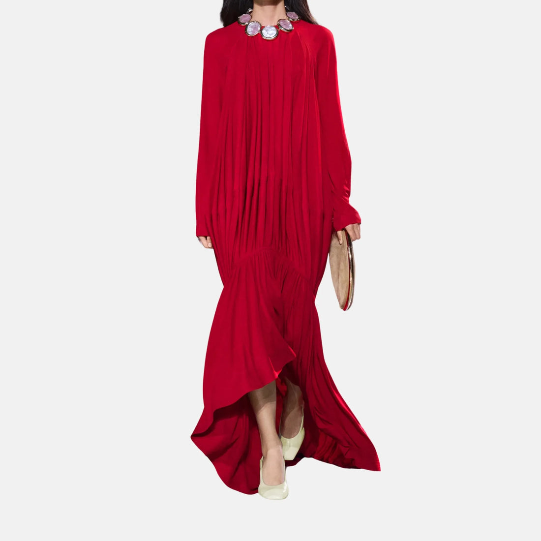 Chanel Long Dress Mixed Fibres in Heart Red